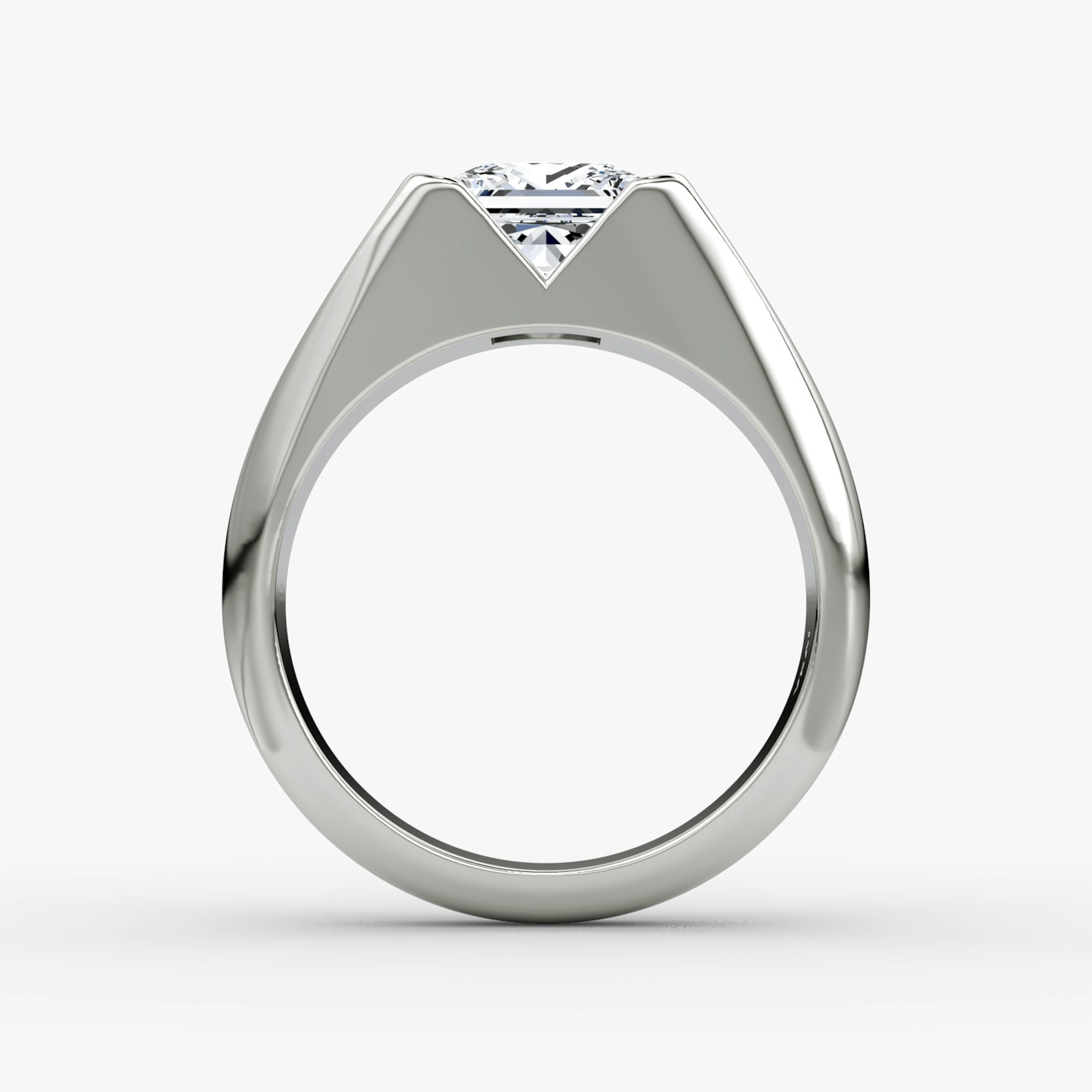 The Statement Signet | Princess | 18k | White Gold | bandAccent: Plain | diamondOrientation: vertical | caratWeight: other