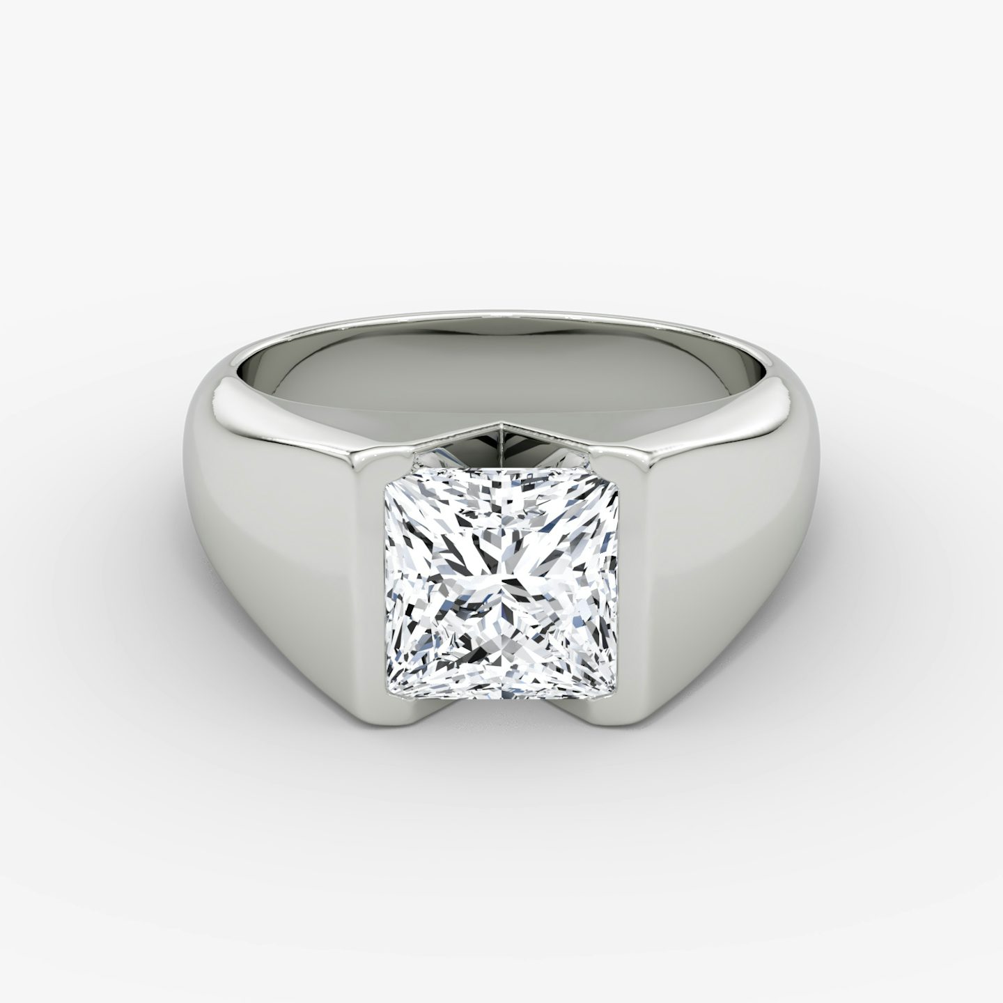 Statement Signet | Princess | 18k | Weißgold | bandAccent: Ohne Pavé-Besatz | diamondOrientation: vertical | caratWeight: other