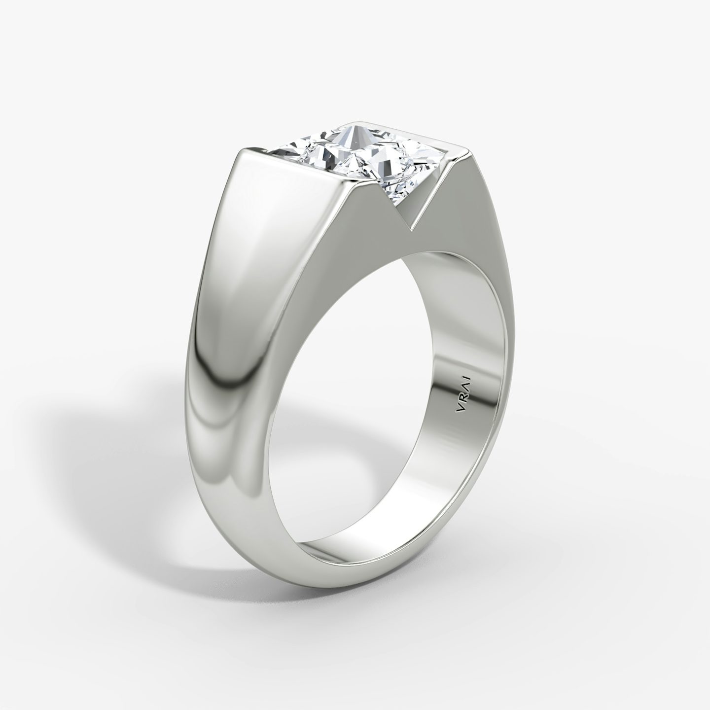 Statement Signet | Princess | 18k | Weißgold | bandAccent: Ohne Pavé-Besatz | diamondOrientation: vertical | caratWeight: other