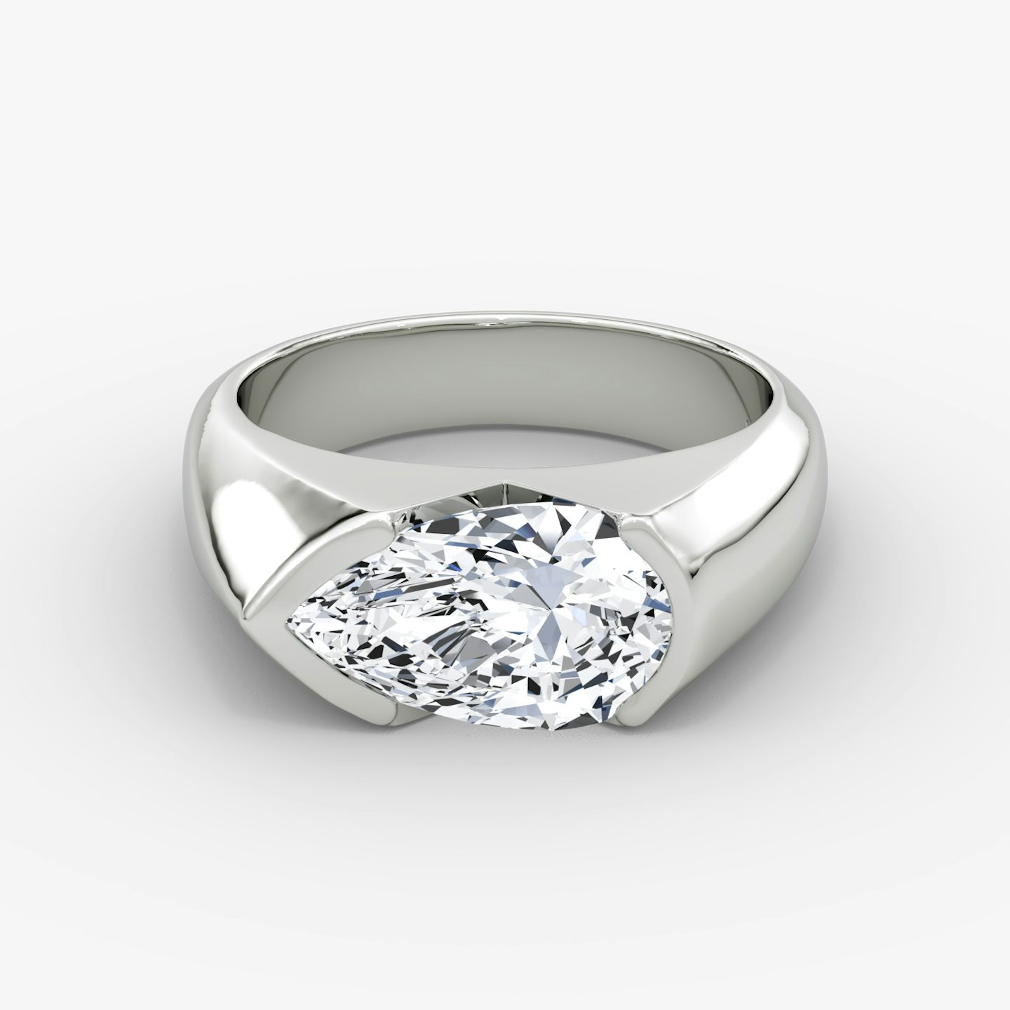 The Statement Signet | Pear | 18k | White Gold | bandAccent: Plain | diamondOrientation: vertical | caratWeight: other