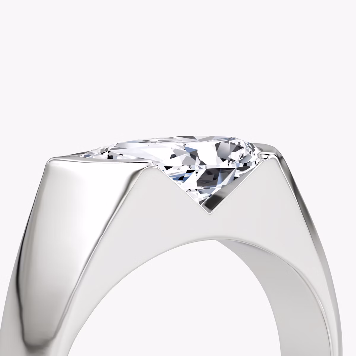 The Statement Signet | Pear | 18k | White Gold | bandAccent: Plain | diamondOrientation: vertical | caratWeight: other