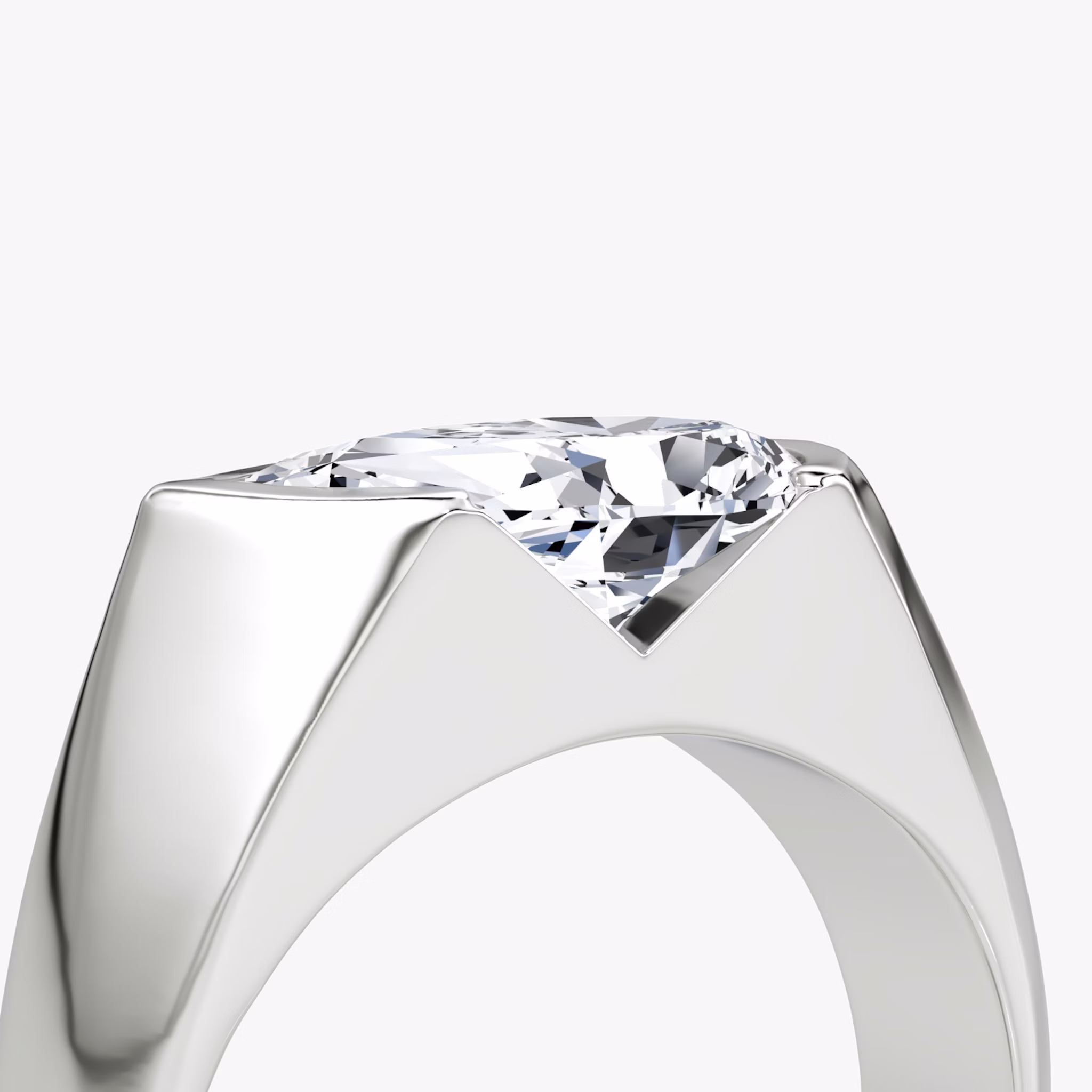 The Statement Signet | Pear | 18k | White Gold | bandAccent: Plain | diamondOrientation: vertical | caratWeight: other