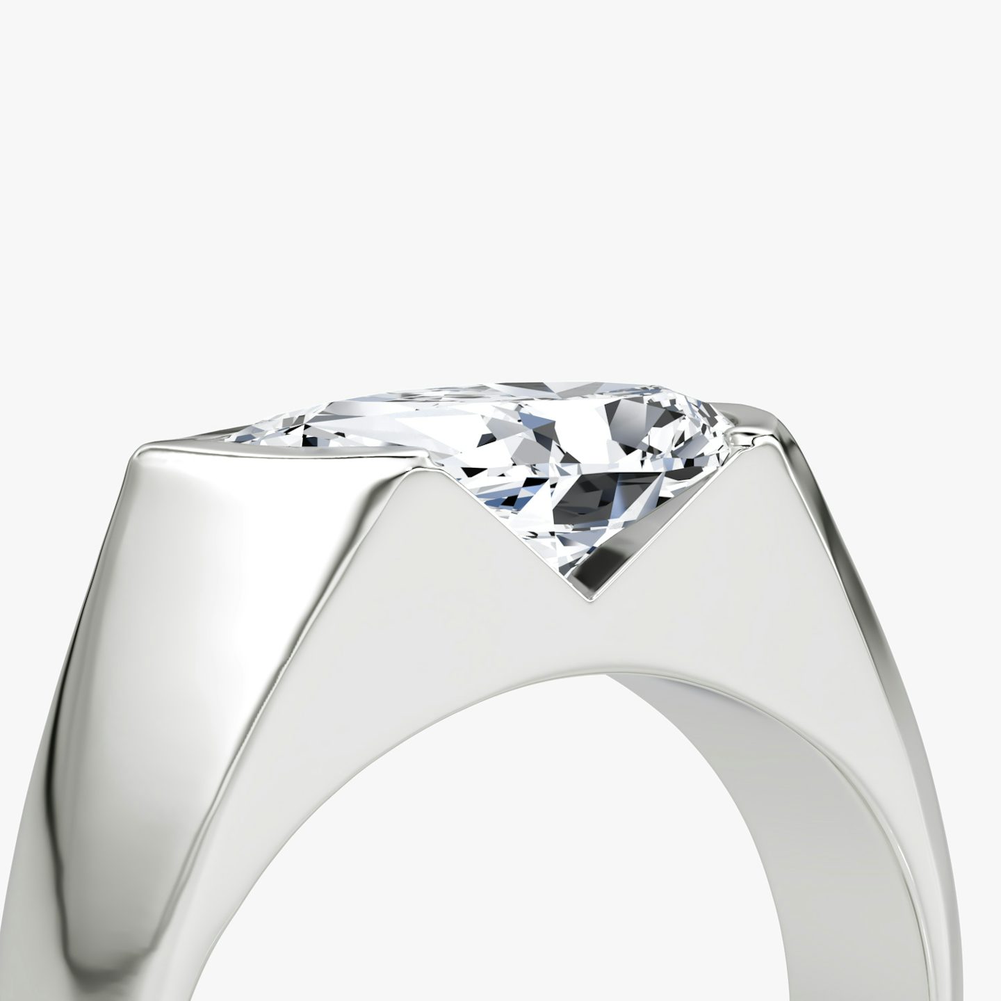 The Statement Signet | Pear | 18k | White Gold | bandAccent: Plain | diamondOrientation: vertical | caratWeight: other