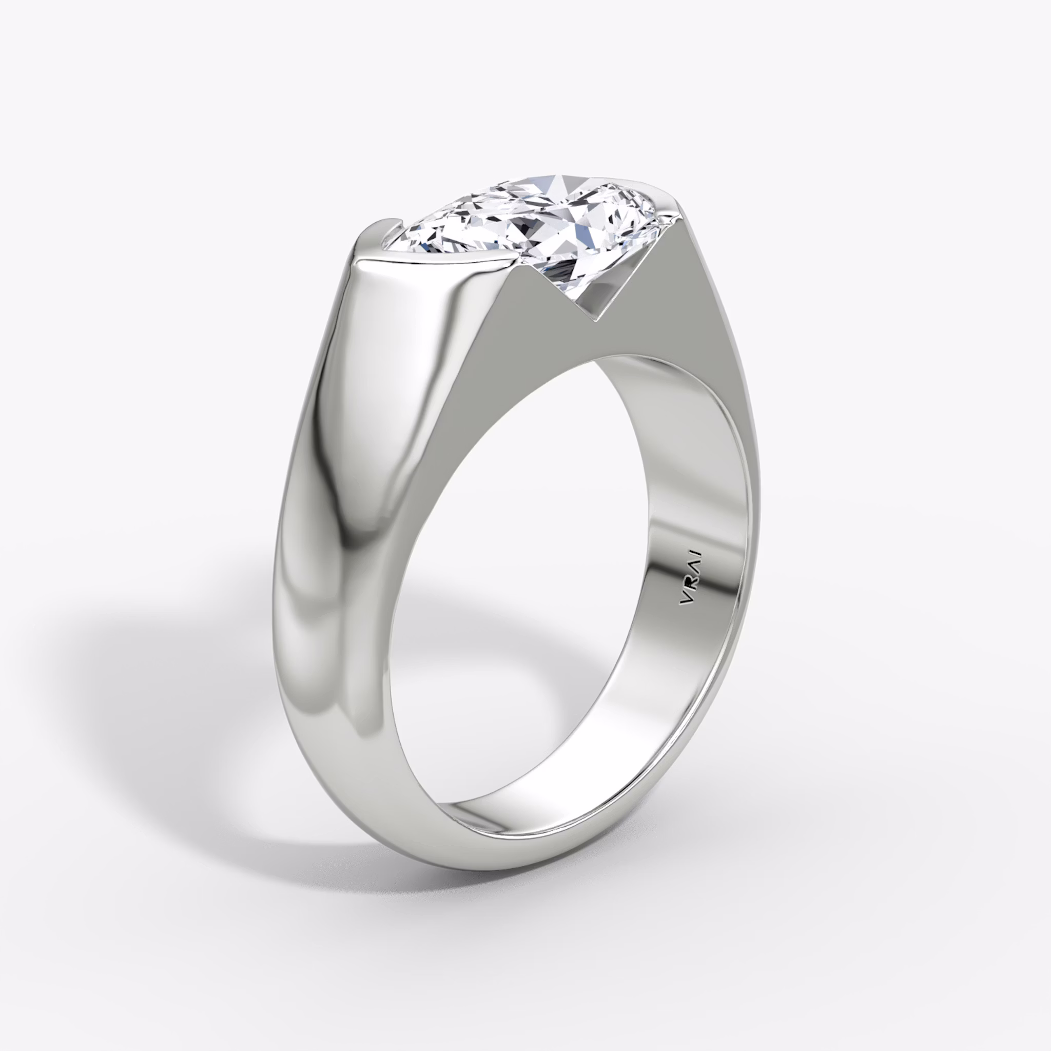 The Statement Signet | Pear | 18k | White Gold | bandAccent: Plain | diamondOrientation: vertical | caratWeight: other