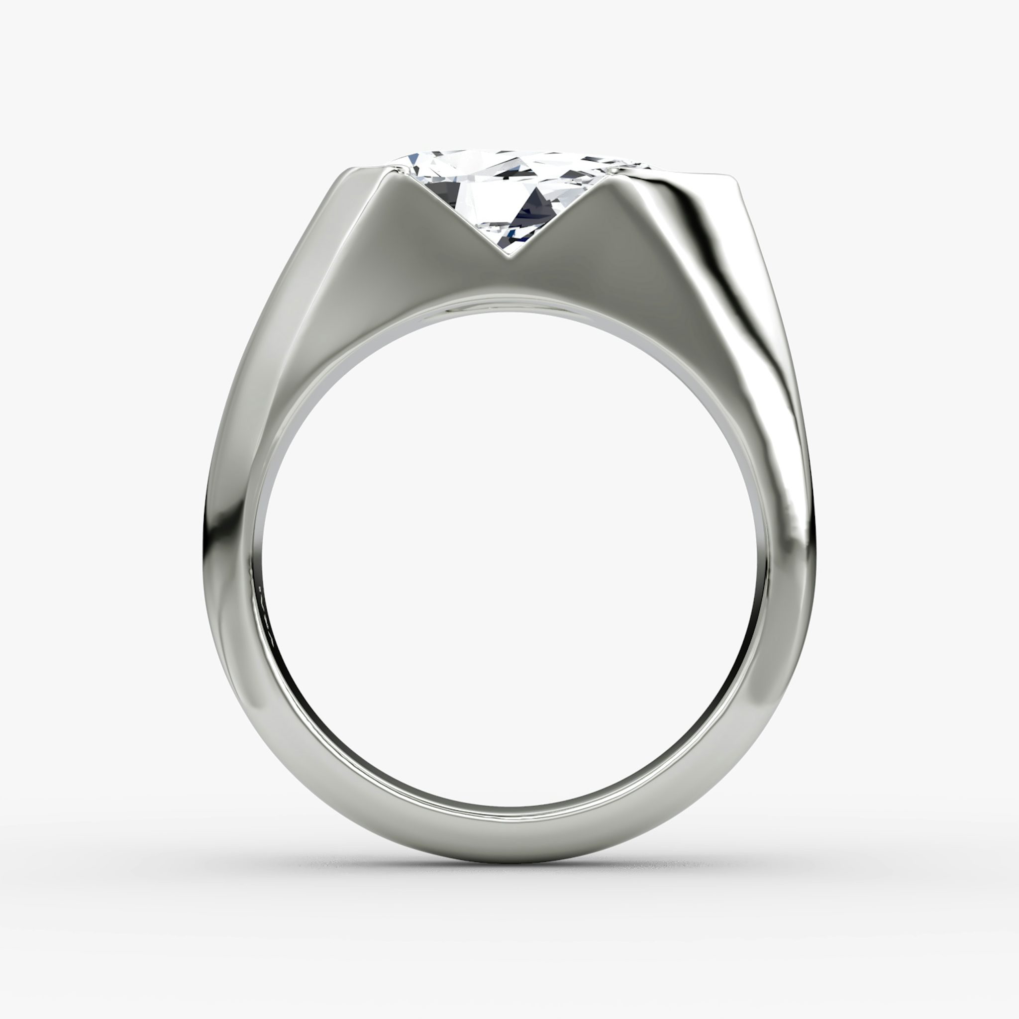 The Statement Signet | Pear | 18k | White Gold | bandAccent: Plain | diamondOrientation: vertical | caratWeight: other