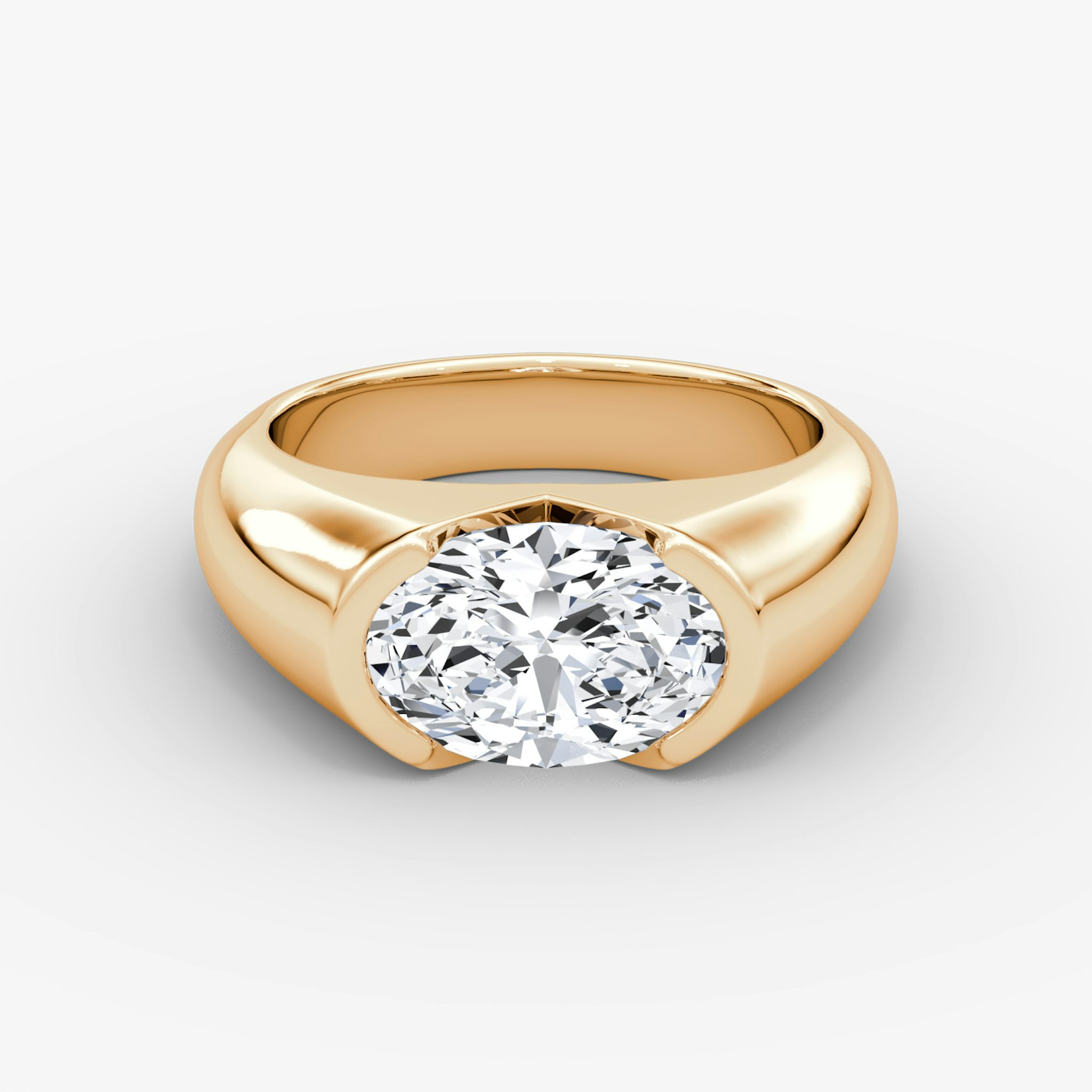 The Statement Signet | Oval | 14k | Rose Gold | bandAccent: Plain | diamondOrientation: vertical | caratWeight: other