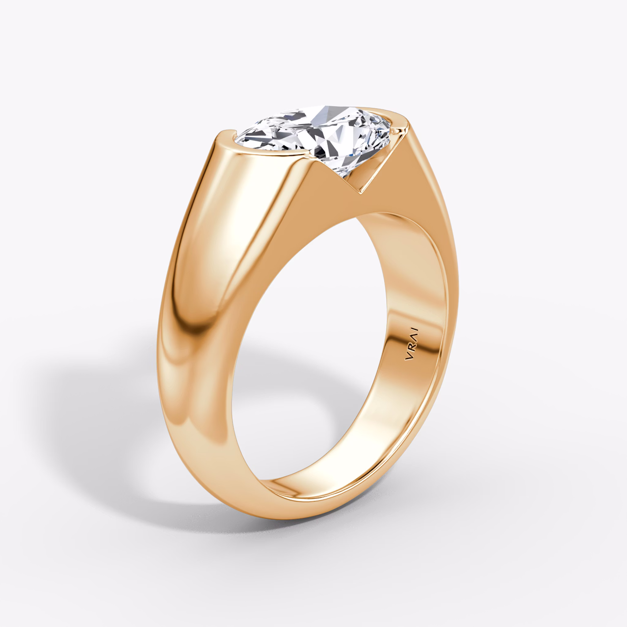 The Statement Signet | Oval | 14k | Rose Gold | bandAccent: Plain | diamondOrientation: vertical | caratWeight: other