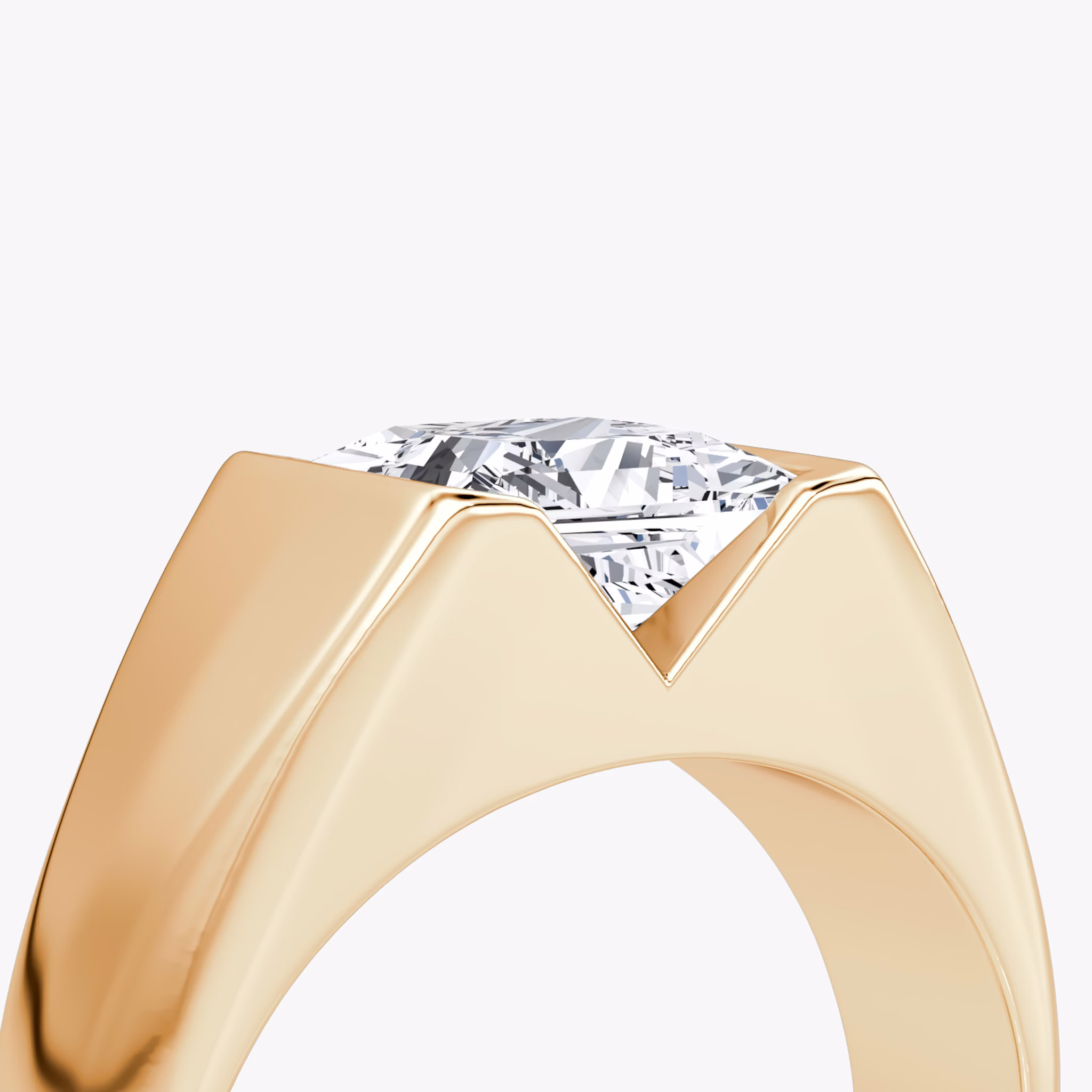 The Statement Signet | Princess | 14k | Rose Gold | bandAccent: Plain | diamondOrientation: vertical | caratWeight: other
