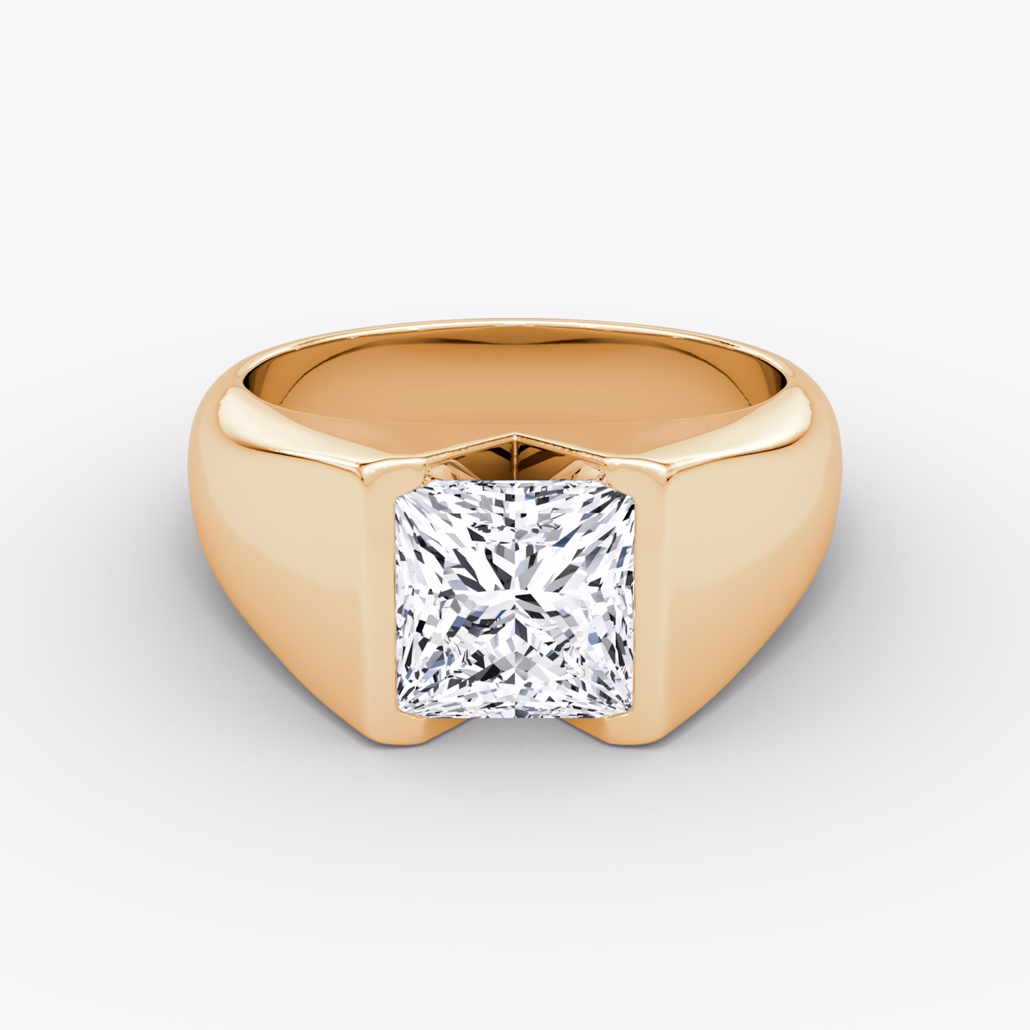 The Statement Signet | Princess | 14k | Rose Gold | bandAccent: Plain | diamondOrientation: vertical | caratWeight: other