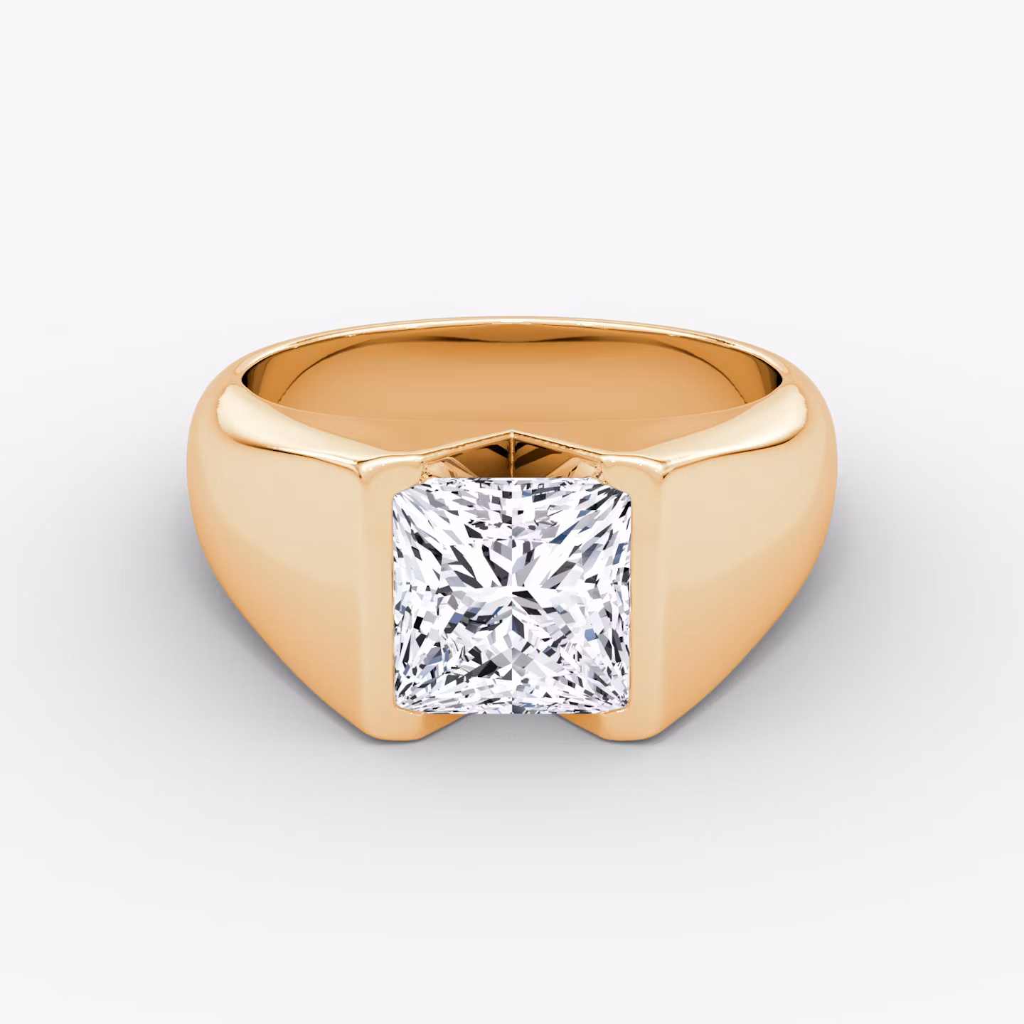 The Statement Signet | Princess | 14k | Rose Gold | bandAccent: Plain | diamondOrientation: vertical | caratWeight: other