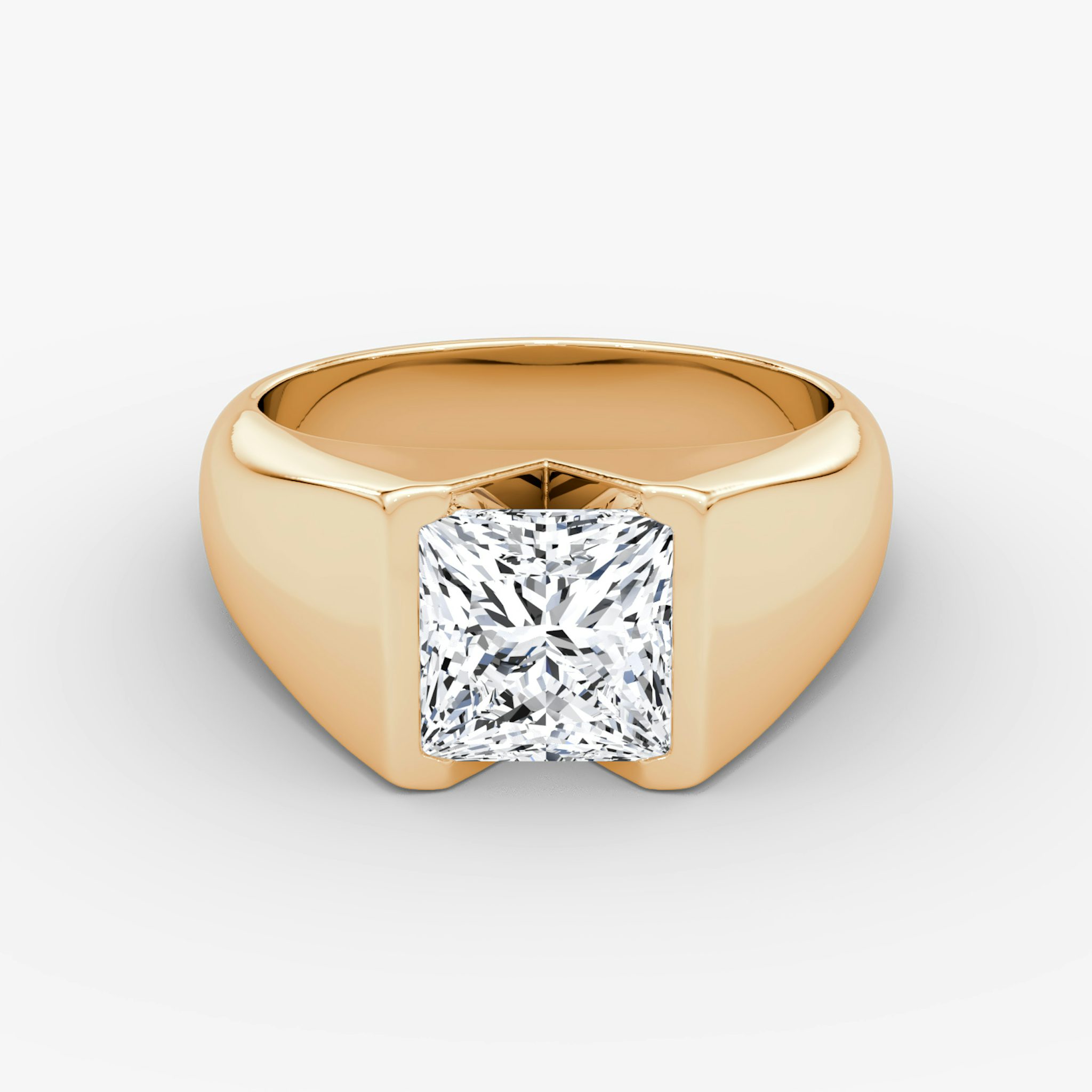 The Statement Signet | Princess | 14k | Rose Gold | bandAccent: Plain | diamondOrientation: vertical | caratWeight: other