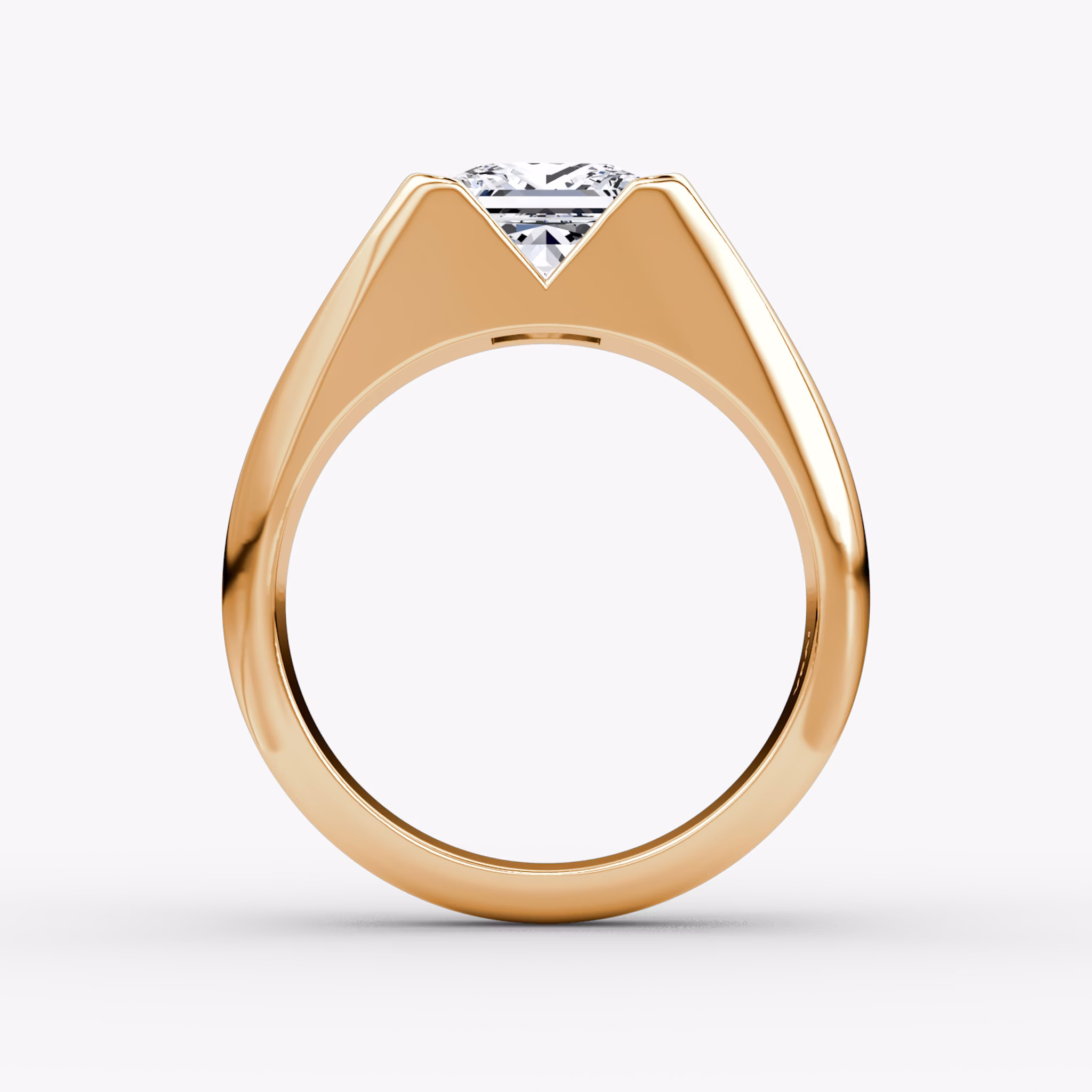 The Statement Signet | Princess | 14k | Rose Gold | bandAccent: Plain | diamondOrientation: vertical | caratWeight: other