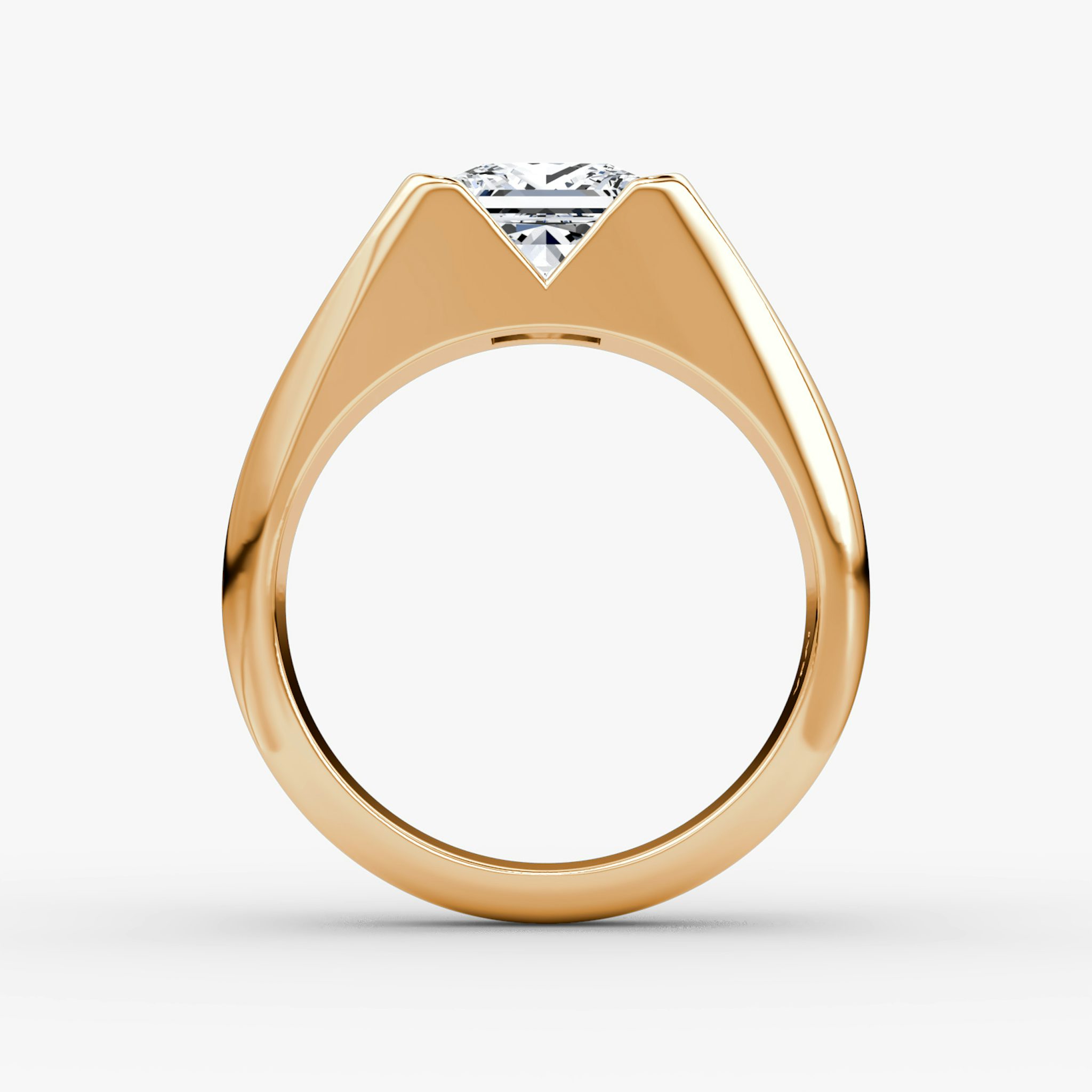 The Statement Signet | Princess | 14k | Rose Gold | bandAccent: Plain | diamondOrientation: vertical | caratWeight: other