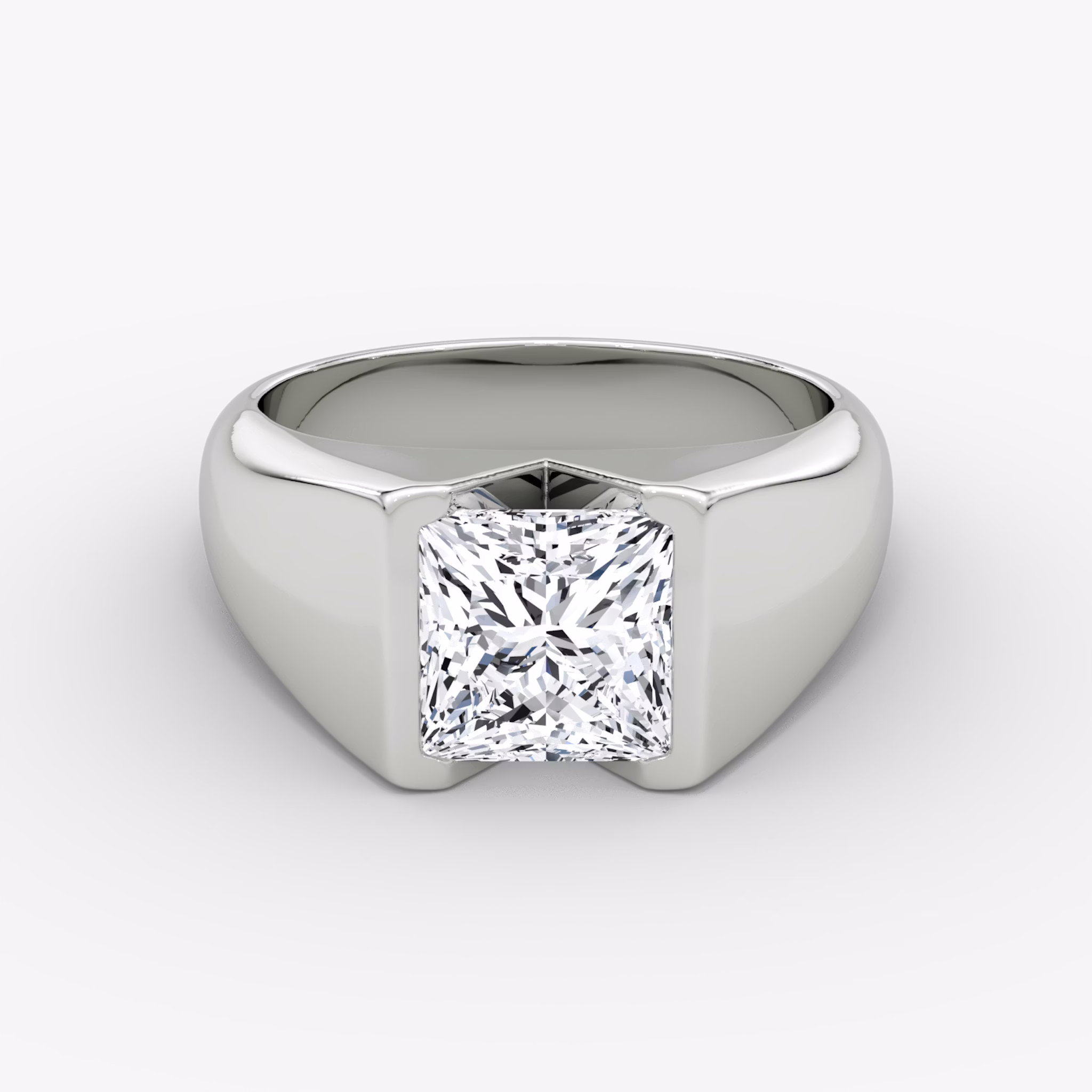 The Statement Signet | Princess | Platinum | bandAccent: Plain | diamondOrientation: vertical | caratWeight: other