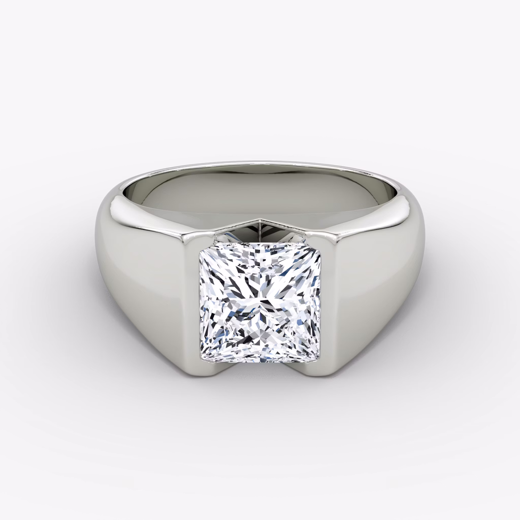 Anillo de compromiso Statement Signet Princesa | Platinum