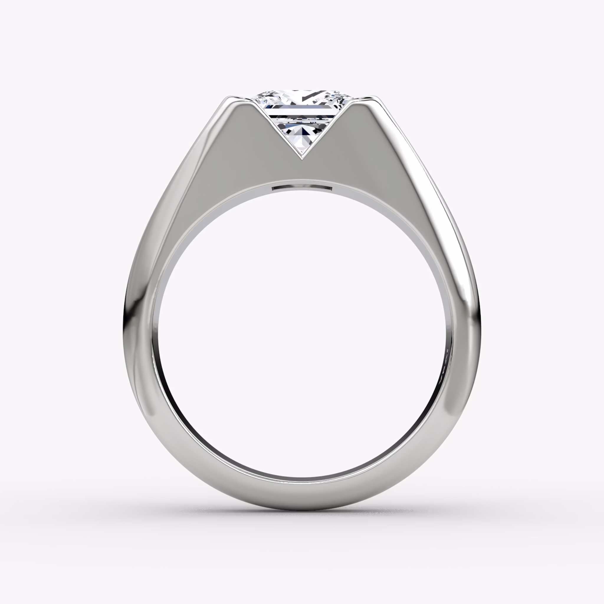 The Statement Signet | Princess | Platinum | bandAccent: Plain | diamondOrientation: vertical | caratWeight: other