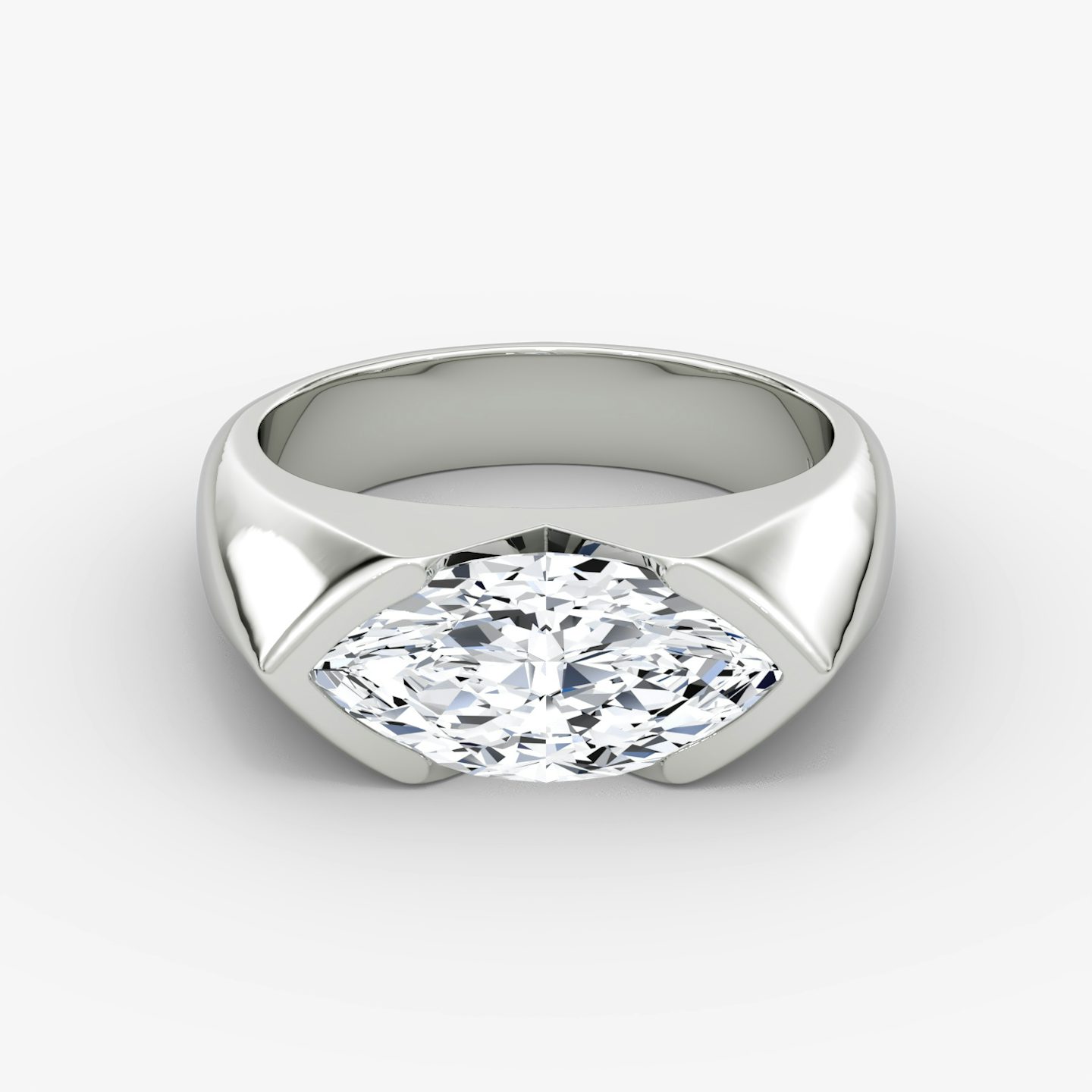 Statement Signet | Marquise | 18k | Weißgold | bandAccent: Ohne Pavé-Besatz | diamondOrientation: vertical | caratWeight: other