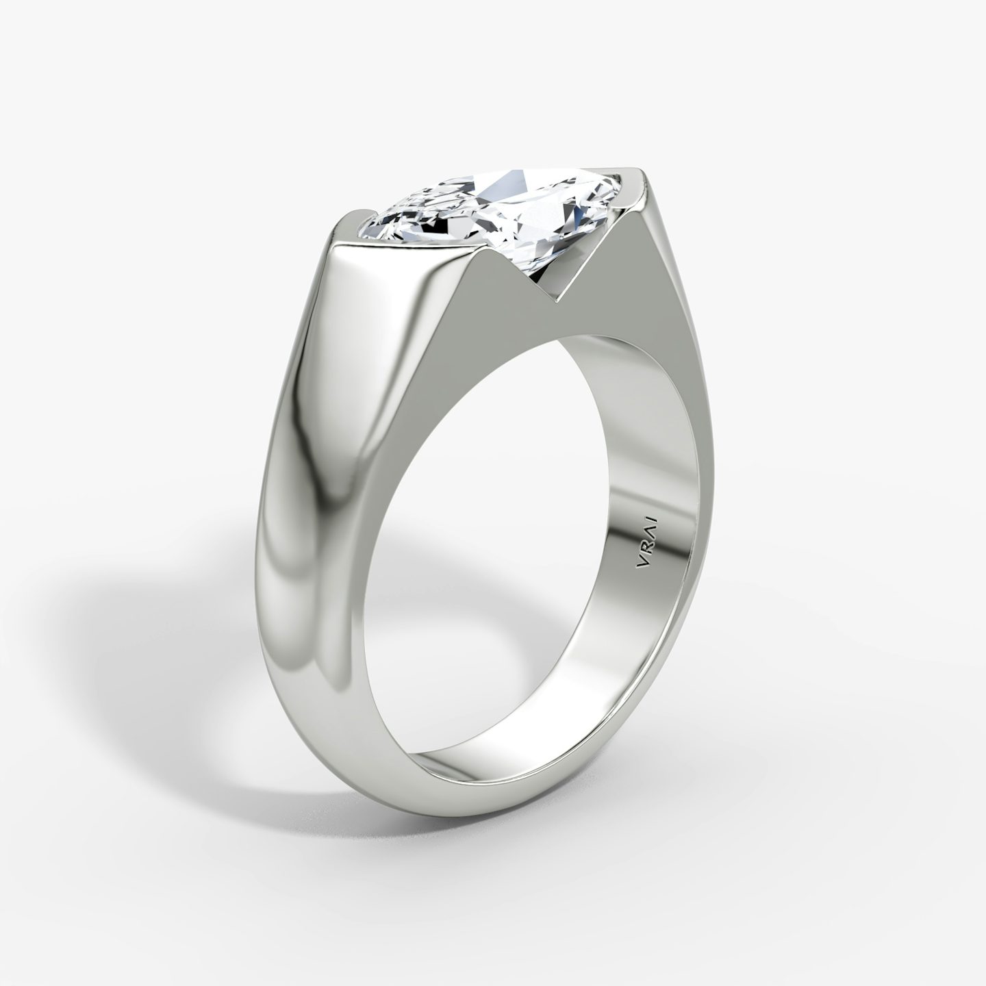 Statement Signet | Marquise | 18k | Weißgold | bandAccent: Ohne Pavé-Besatz | diamondOrientation: vertical | caratWeight: other