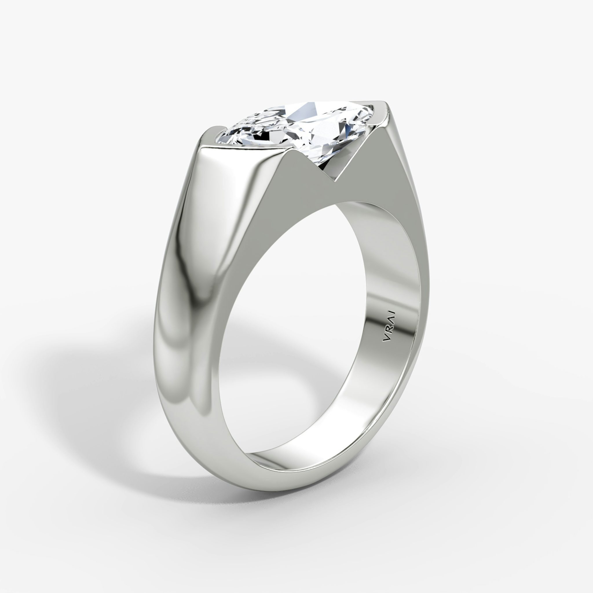 The Statement Signet | Marquise | 18k | White Gold | bandAccent: Plain | diamondOrientation: vertical | caratWeight: other