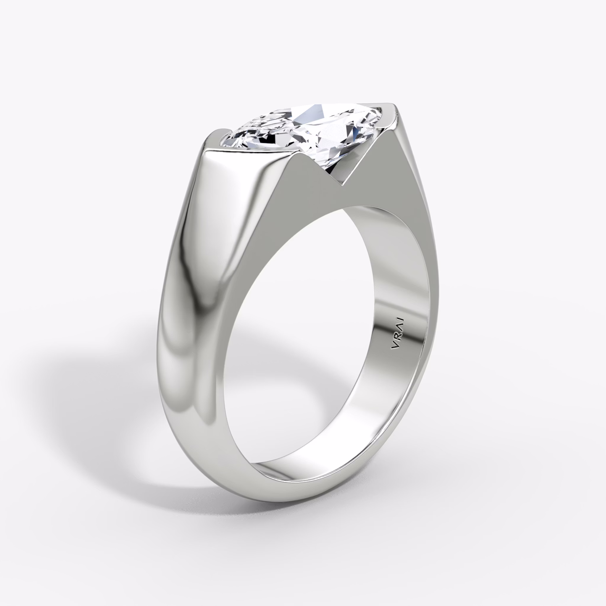 The Statement Signet | Marquise | Platinum | bandAccent: Plain | diamondOrientation: vertical | caratWeight: other