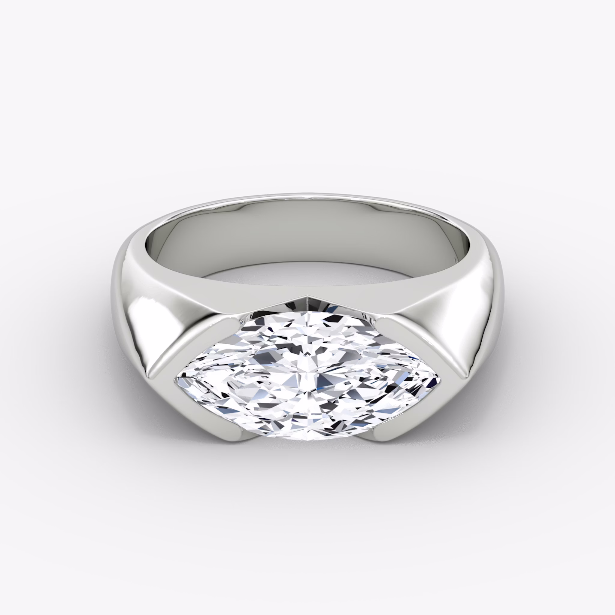 The Statement Signet | Marquise | Platinum | bandAccent: Plain | diamondOrientation: vertical | caratWeight: other