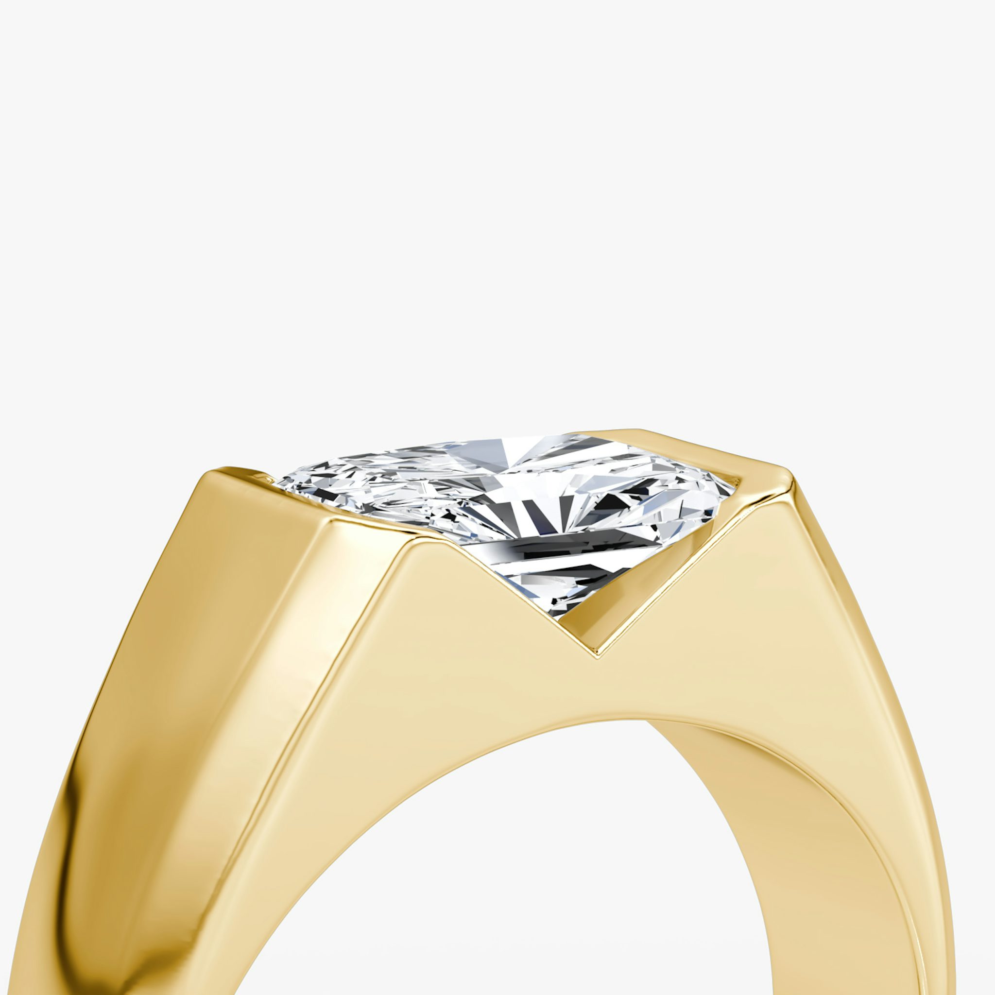 The Statement Signet | Radiant | 18k | Yellow Gold | bandAccent: Plain | diamondOrientation: vertical | caratWeight: other