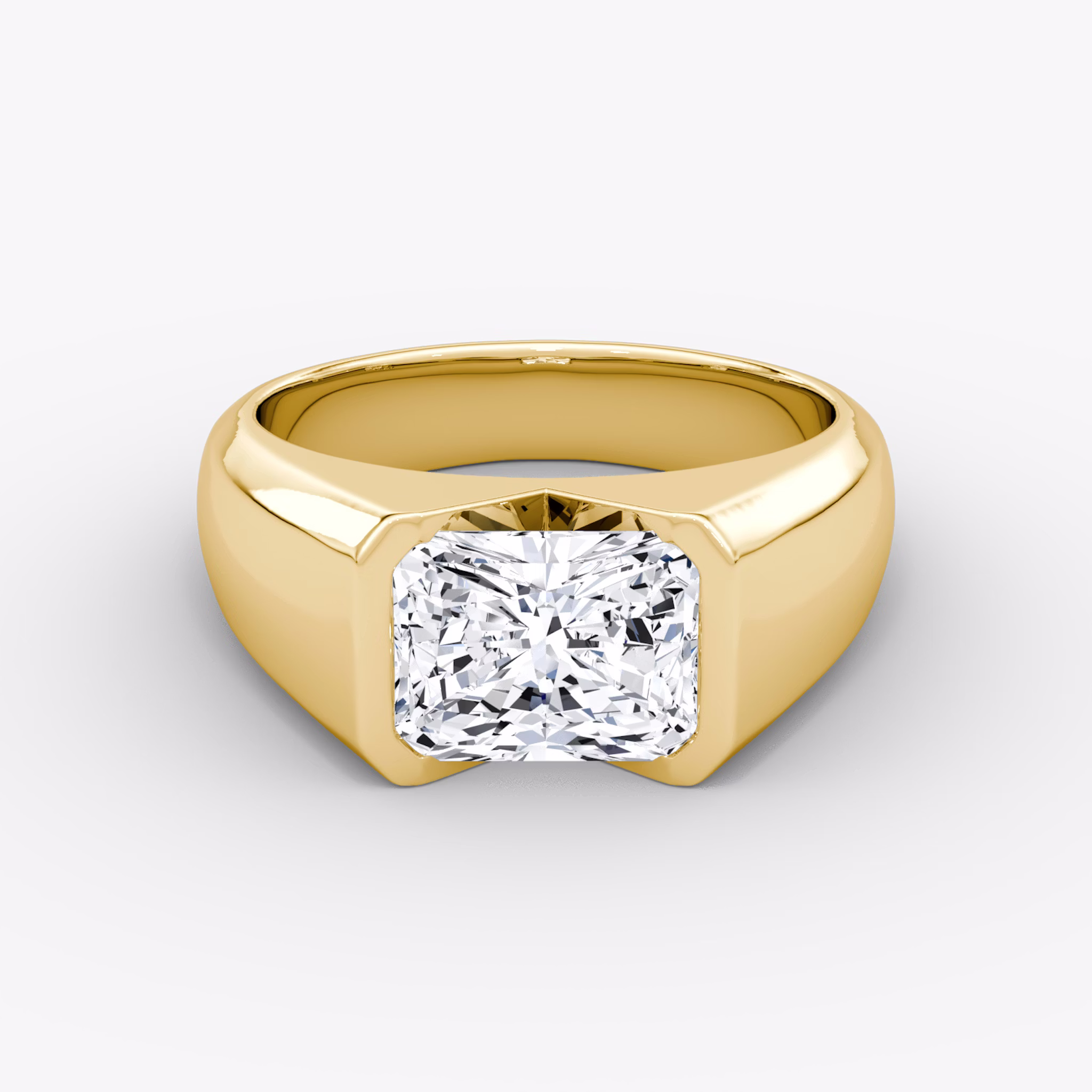 The Statement Signet | Radiant | 18k | Yellow Gold | bandAccent: Plain | diamondOrientation: vertical | caratWeight: other