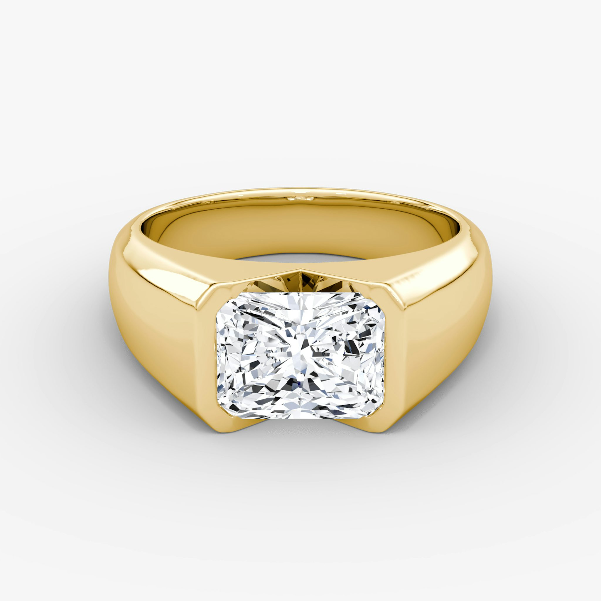 The Statement Signet | Radiant | 18k | Yellow Gold | bandAccent: Plain | diamondOrientation: vertical | caratWeight: other