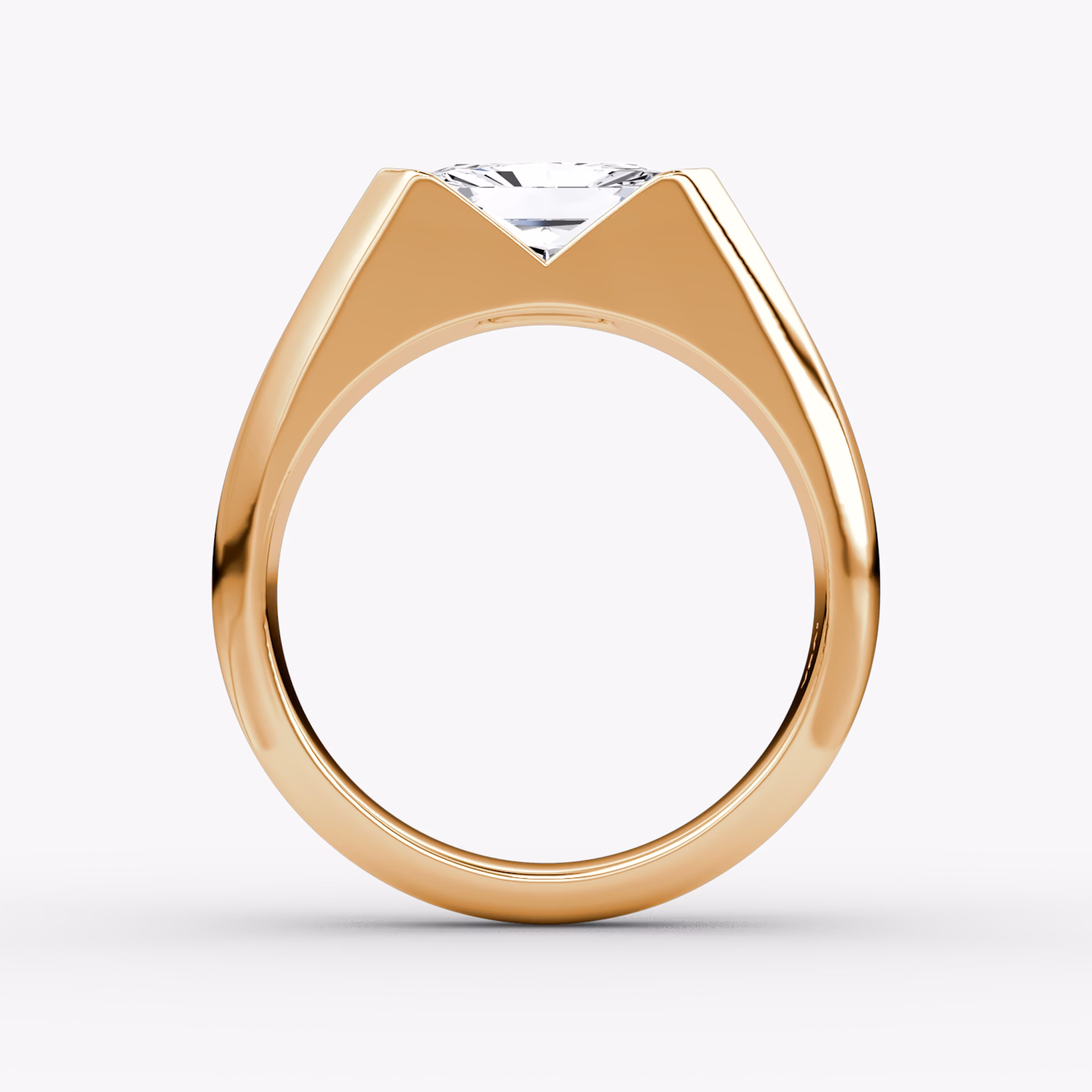 The Statement Signet | Radiant | 14k | Rose Gold | bandAccent: Plain | diamondOrientation: vertical | caratWeight: other
