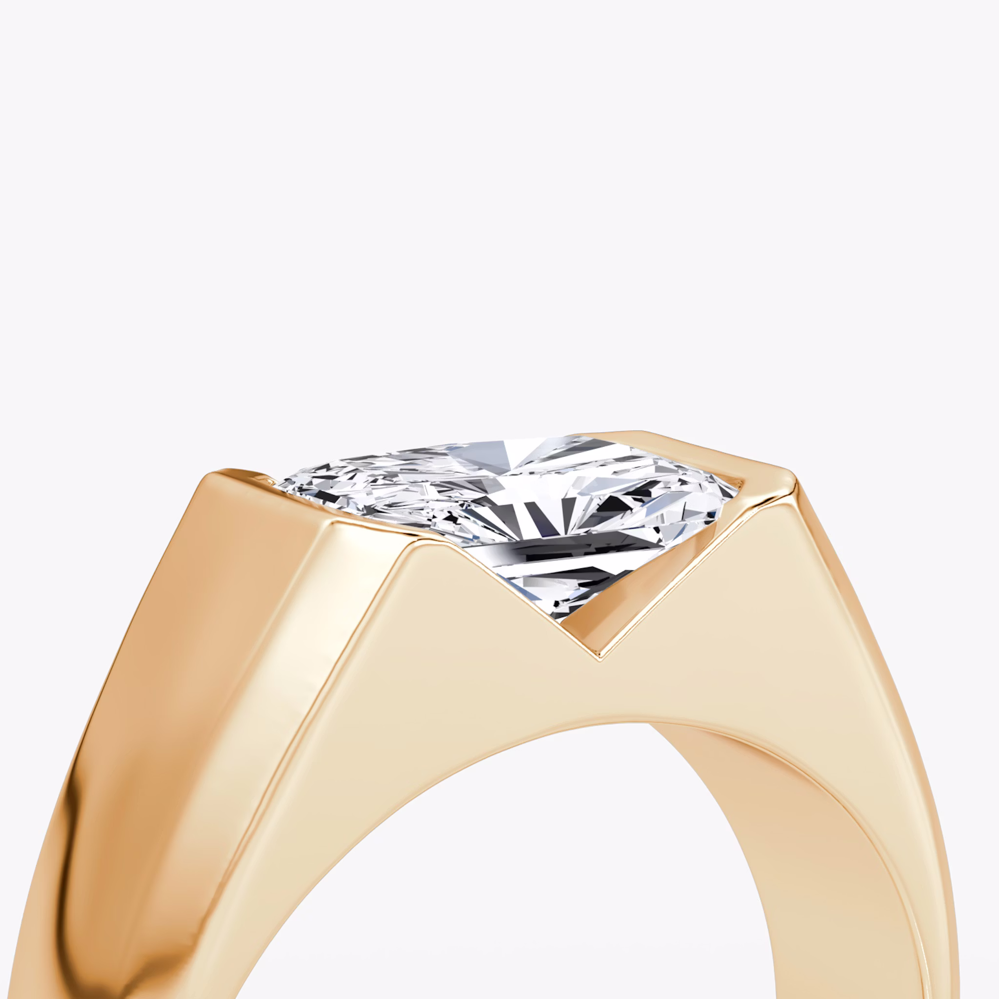 The Statement Signet | Radiant | 14k | Rose Gold | bandAccent: Plain | diamondOrientation: vertical | caratWeight: other