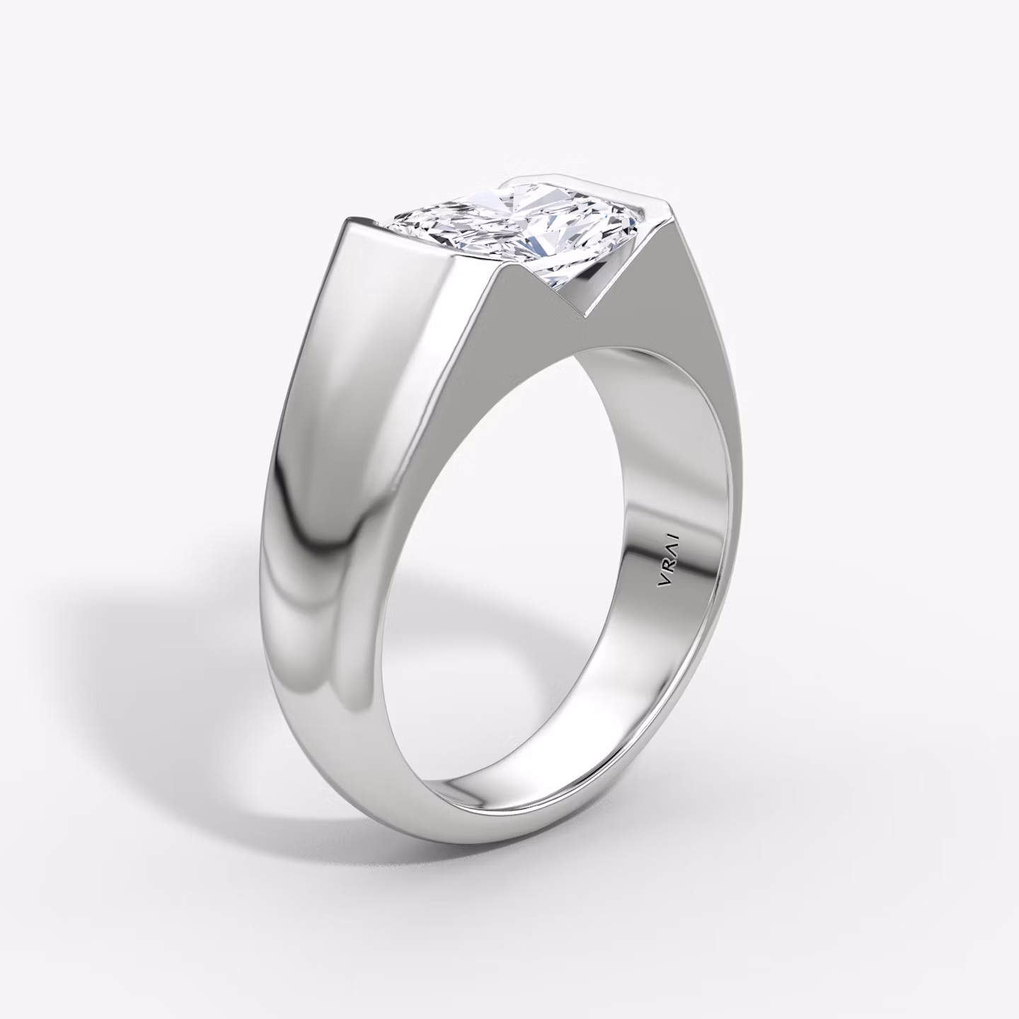 The Statement Signet | Radiant | Platinum | bandAccent: Plain | diamondOrientation: vertical | caratWeight: other