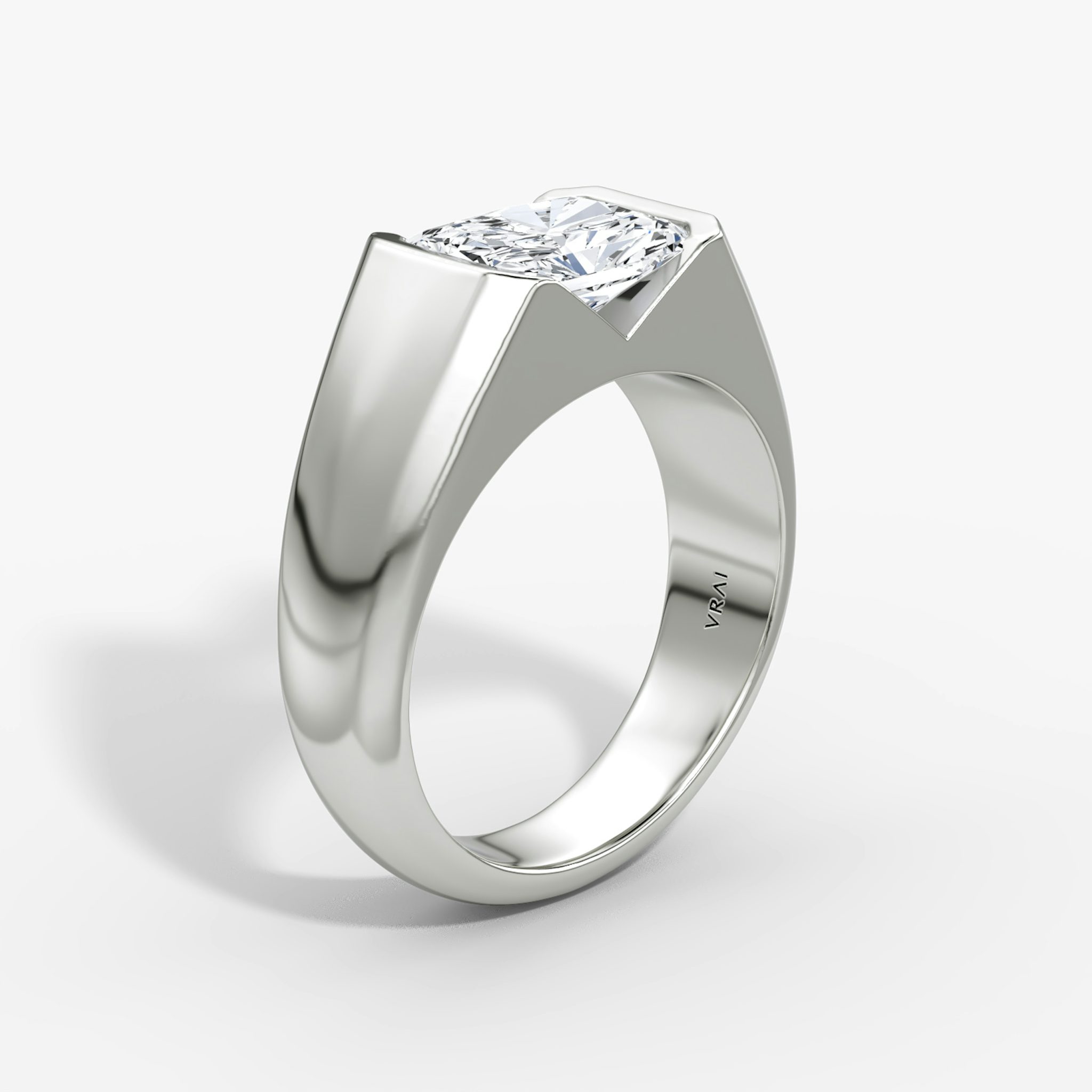 The Statement Signet | Radiant | Platinum | bandAccent: Plain | diamondOrientation: vertical | caratWeight: other