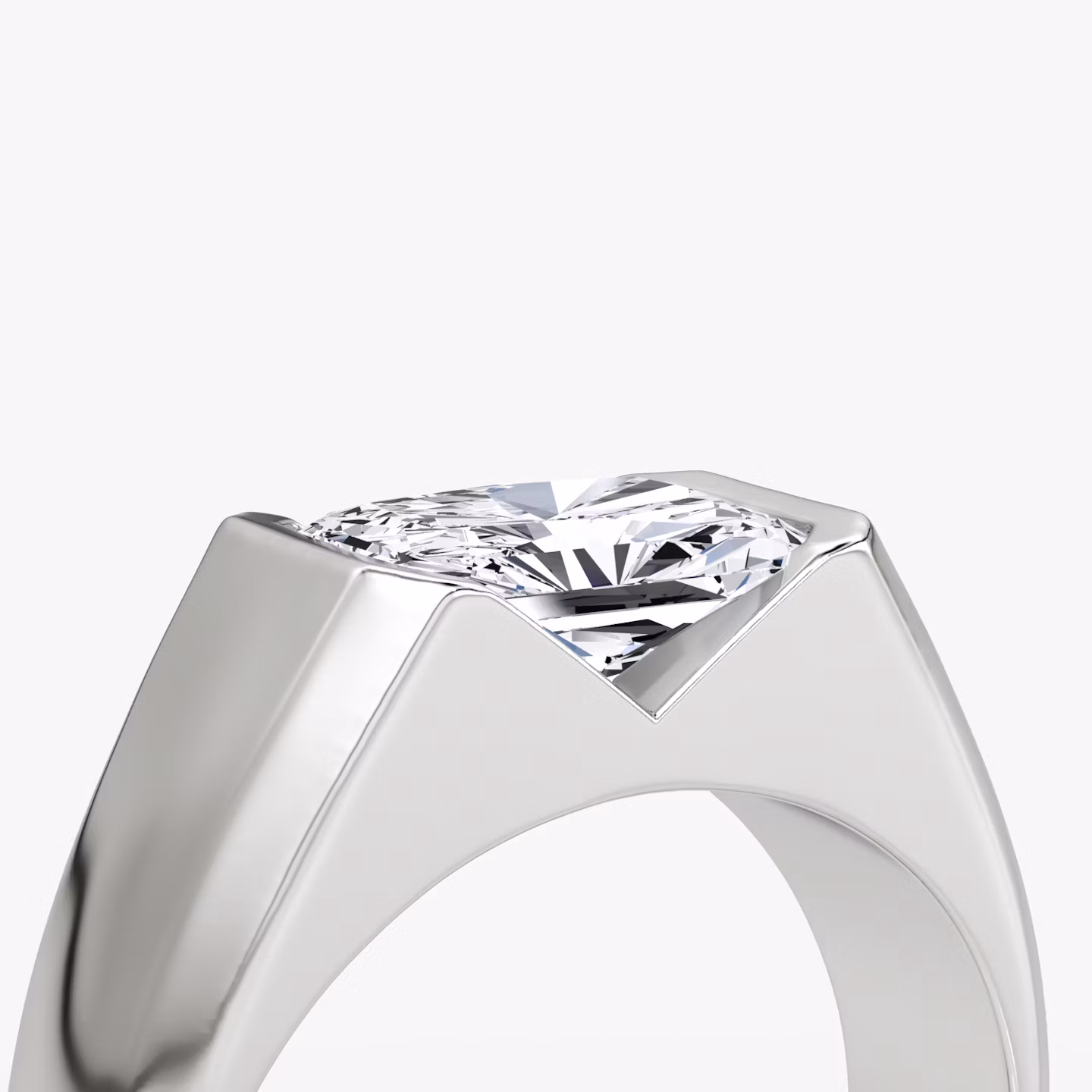 The Statement Signet | Radiant | Platinum | bandAccent: Plain | diamondOrientation: vertical | caratWeight: other