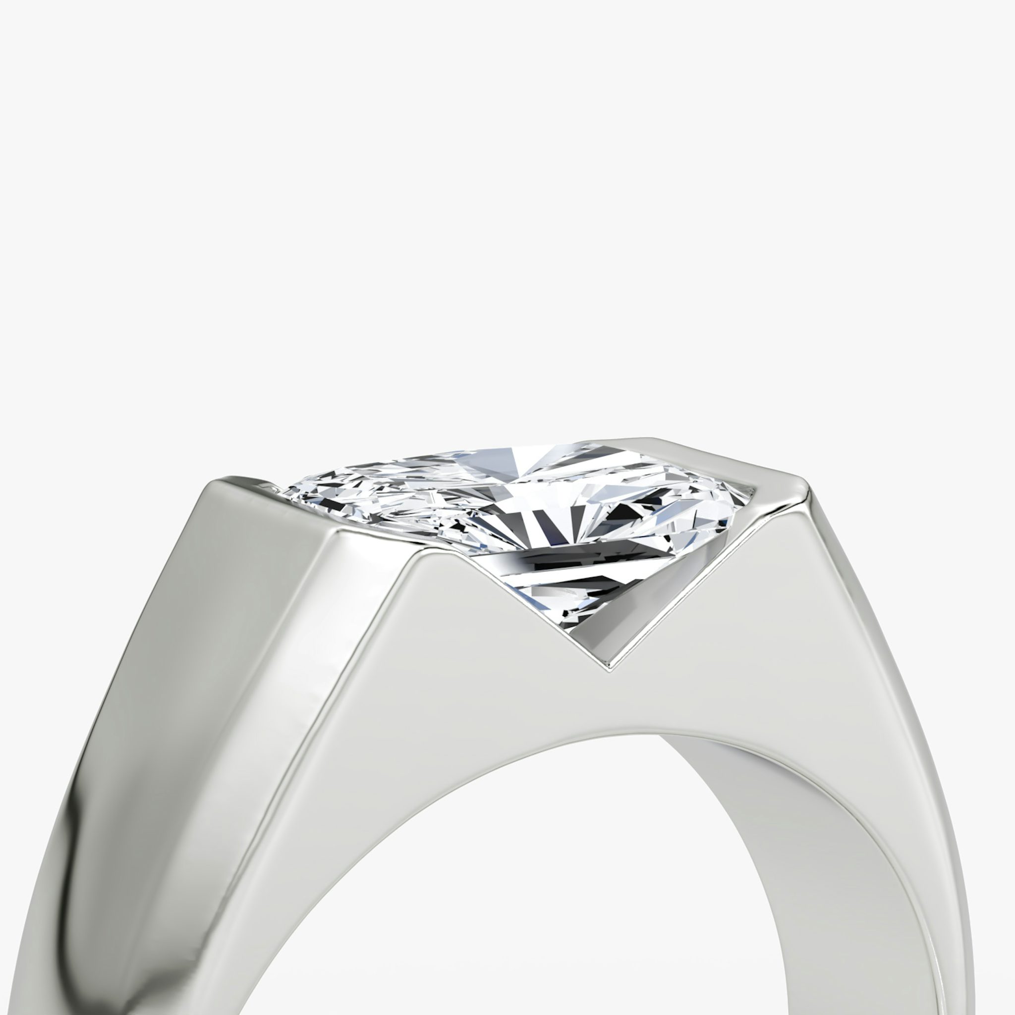 The Statement Signet | Radiant | Platinum | bandAccent: Plain | diamondOrientation: vertical | caratWeight: other