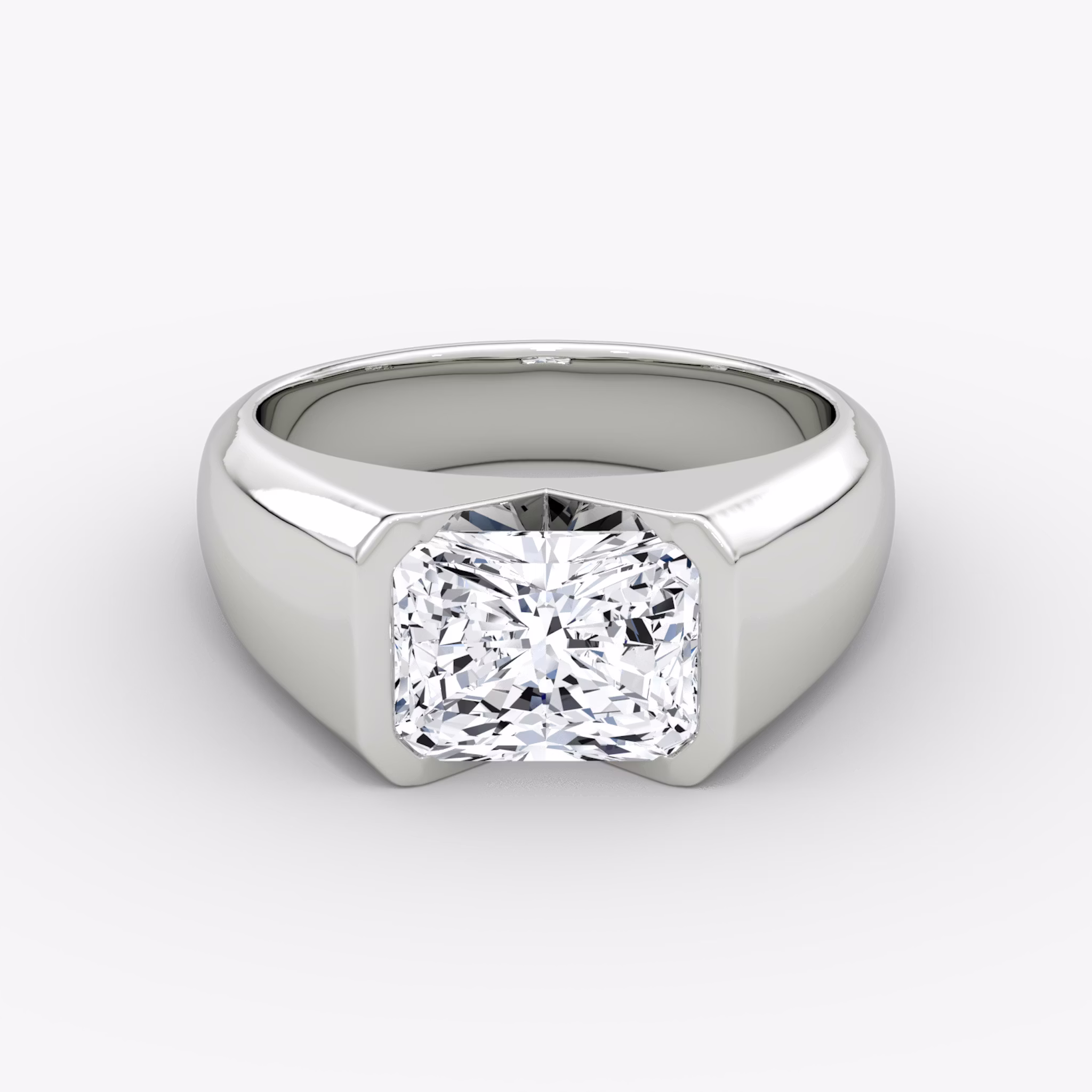 The Statement Signet | Radiant | Platinum | bandAccent: Plain | diamondOrientation: vertical | caratWeight: other
