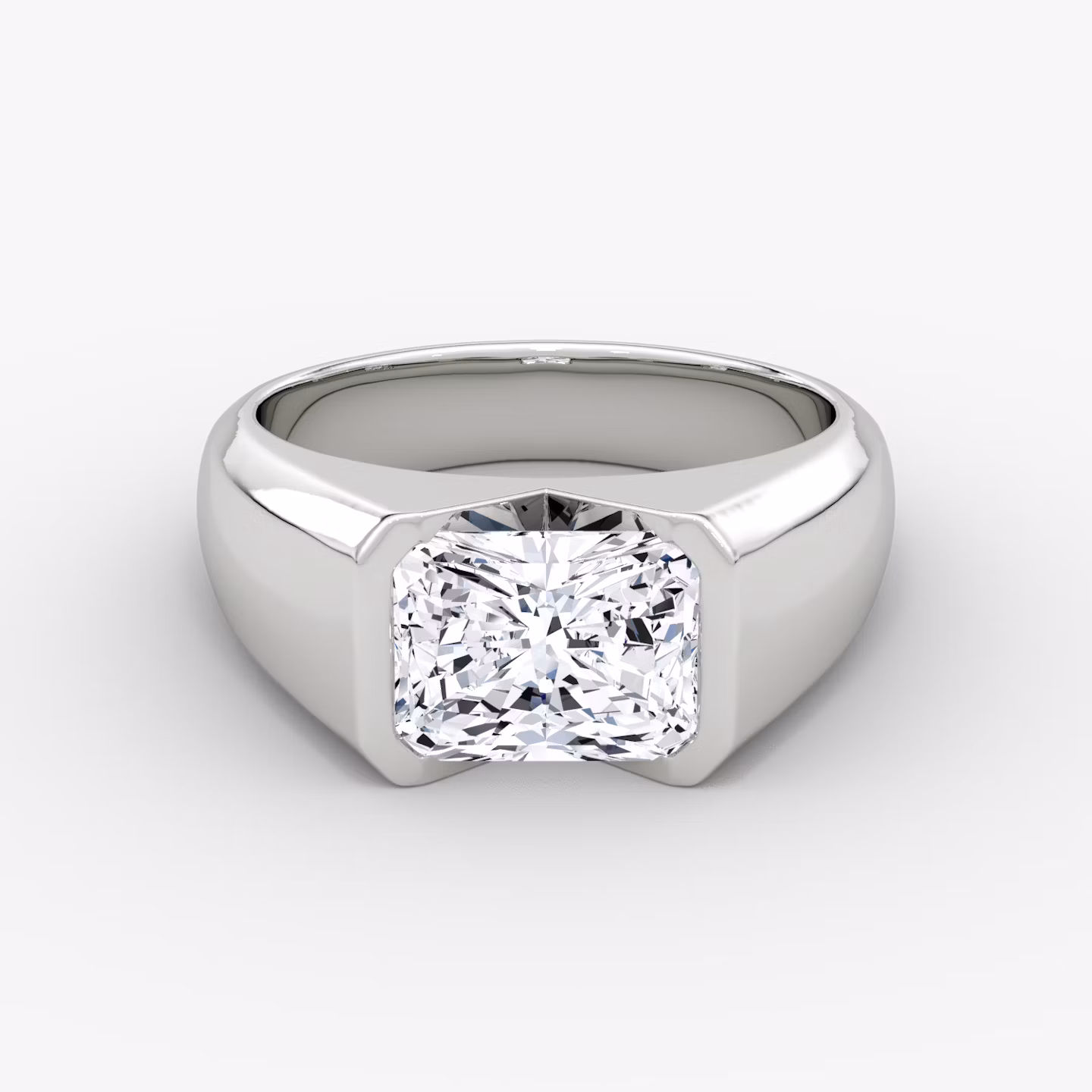 The Statement Signet | Radiant | Platinum | bandAccent: Plain | diamondOrientation: vertical | caratWeight: other