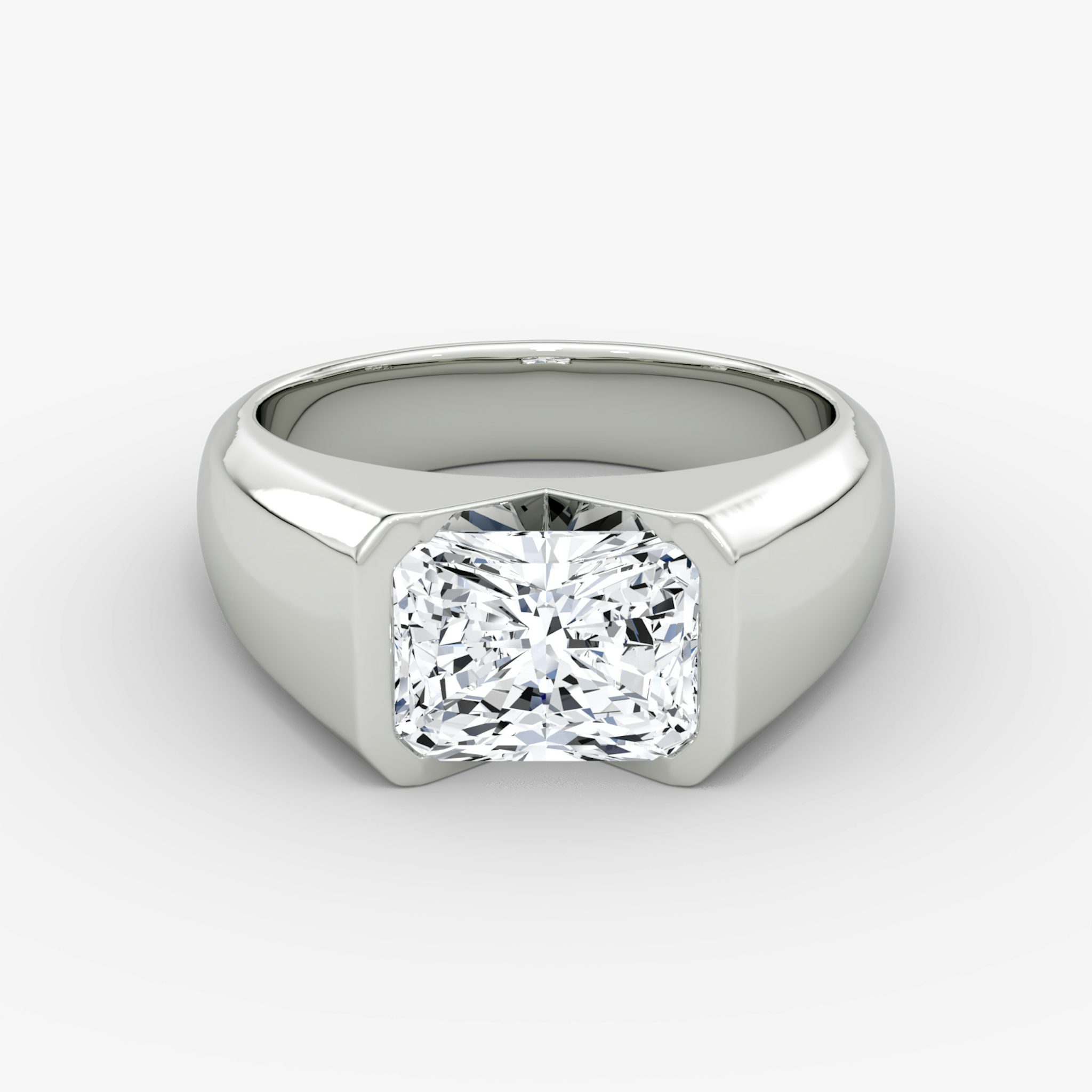 The Statement Signet | Radiant | Platinum | bandAccent: Plain | diamondOrientation: vertical | caratWeight: other