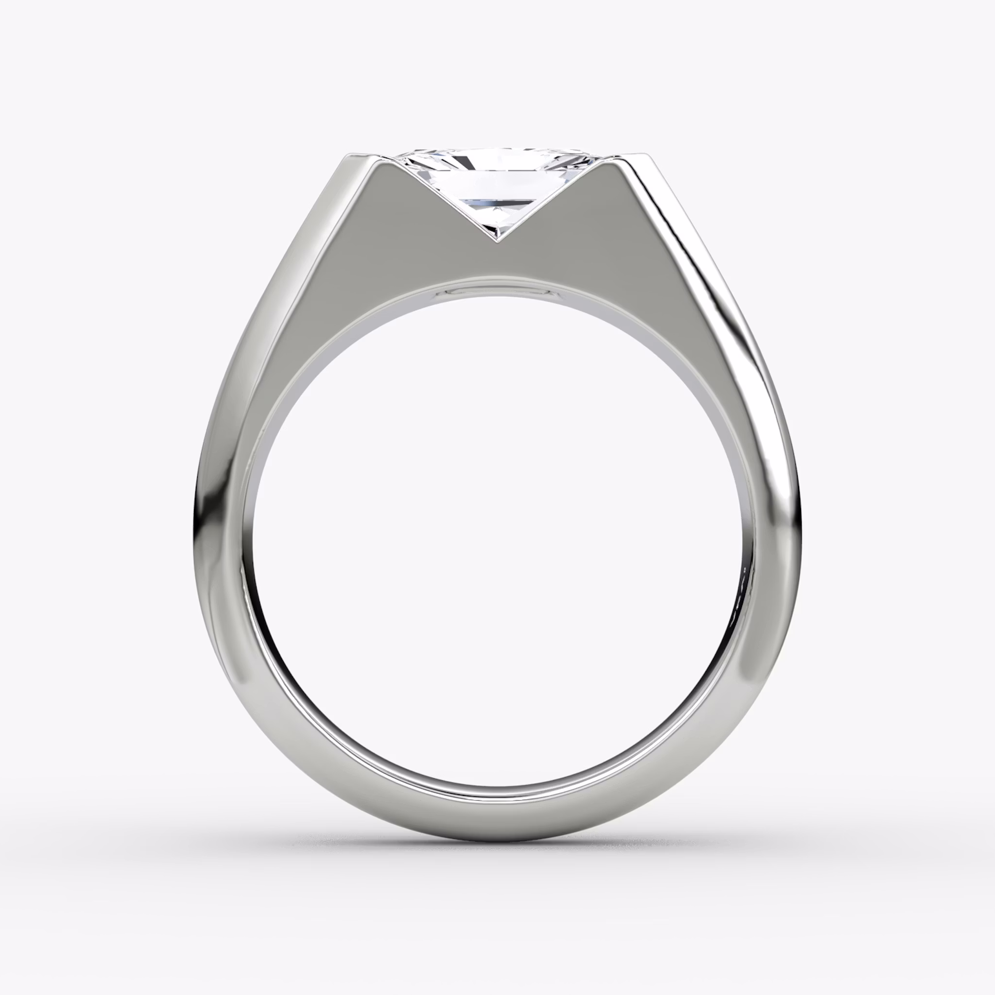 The Statement Signet | Radiant | 18k | White Gold | bandAccent: Plain | diamondOrientation: vertical | caratWeight: other