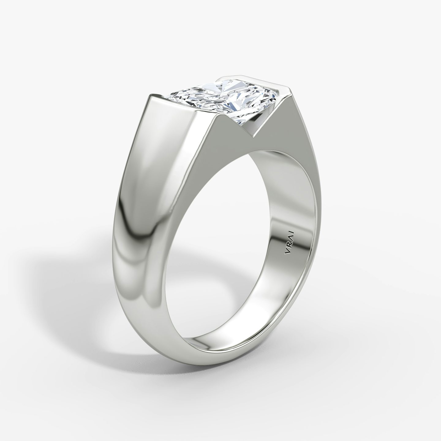 Bague de fiançailles Statement Signet | Radiant | 18k | Or blanc | bandAccent: Simple | diamondOrientation: vertical | caratWeight: other