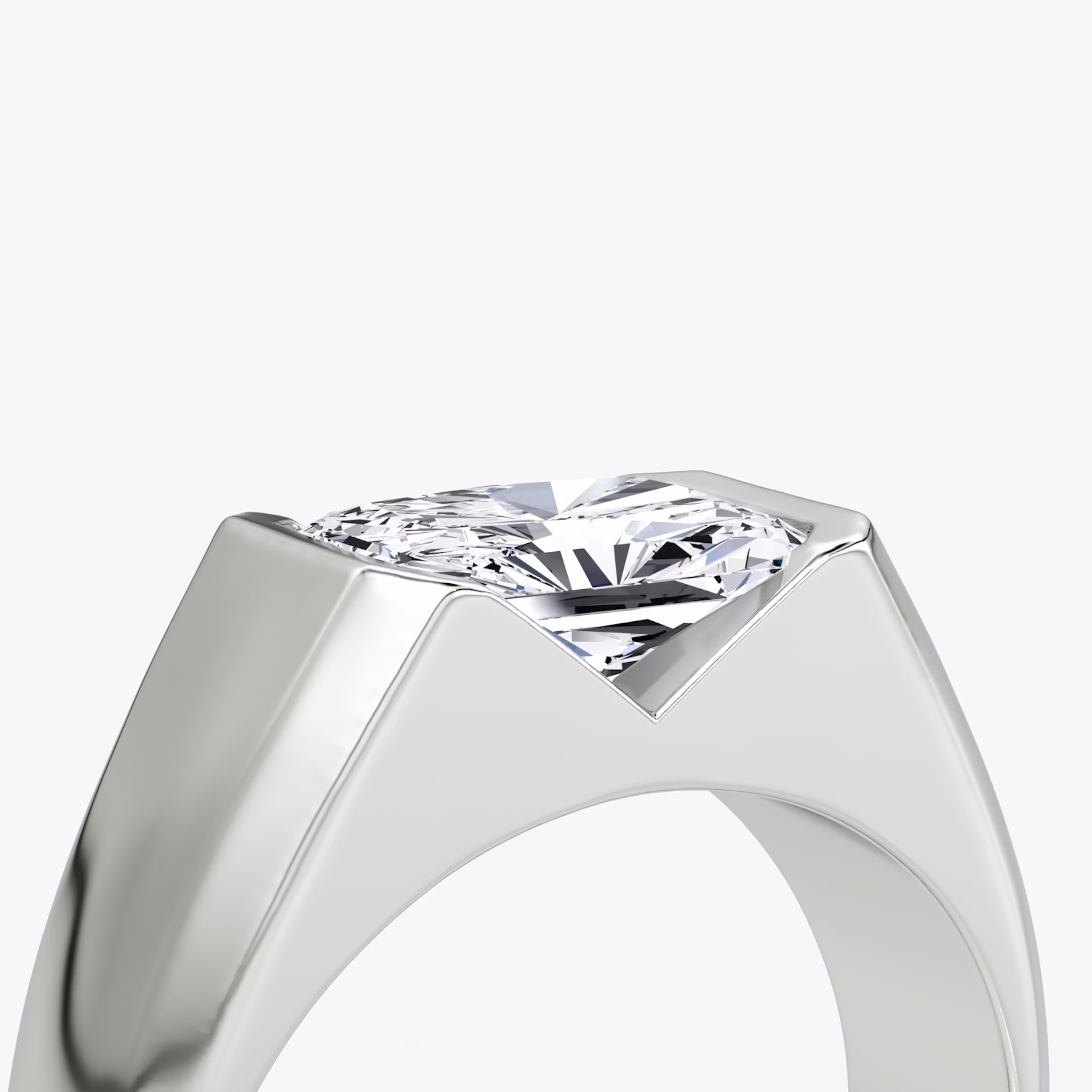 The Statement Signet | Radiant | 18k | White Gold | bandAccent: Plain | diamondOrientation: vertical | caratWeight: other