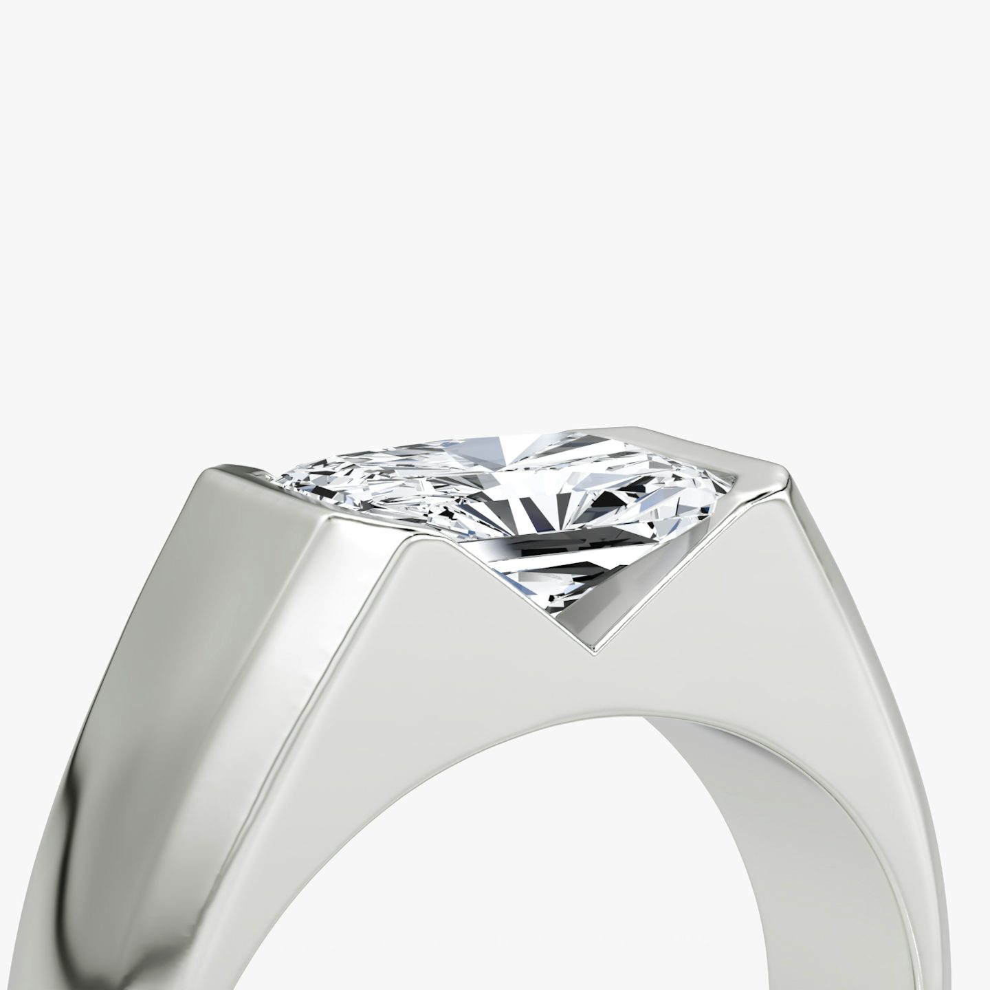 Bague de fiançailles Statement Signet | Radiant | 18k | Or blanc | bandAccent: Simple | diamondOrientation: vertical | caratWeight: other