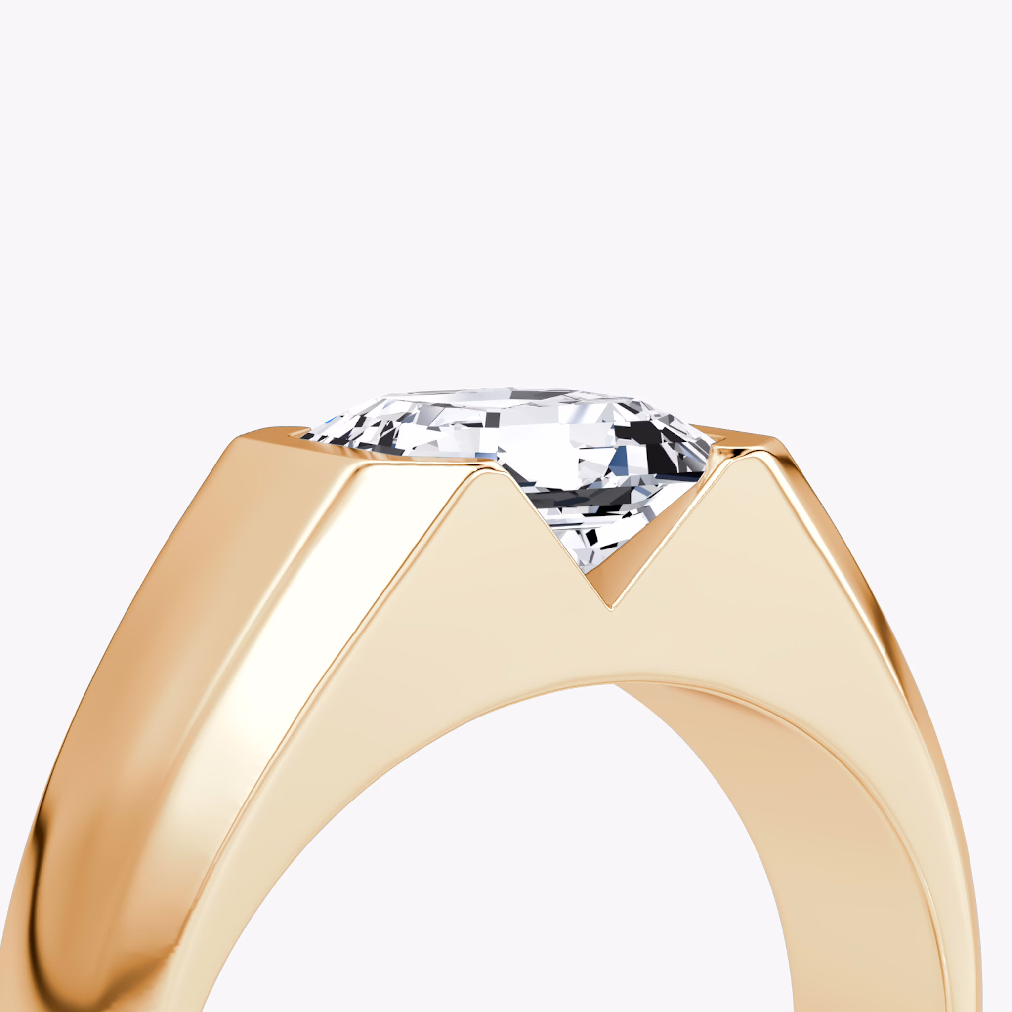 The Statement Signet | Asscher | 14k | Rose Gold | bandAccent: Plain | diamondOrientation: vertical | caratWeight: other