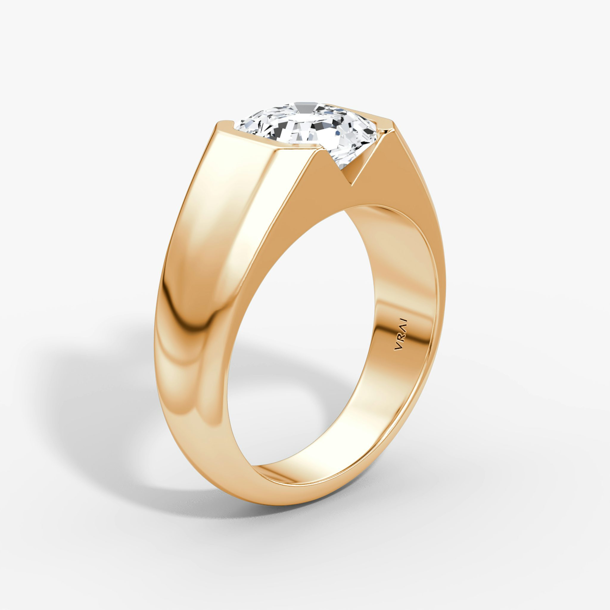 The Statement Signet | Asscher | 14k | Rose Gold | bandAccent: Plain | diamondOrientation: vertical | caratWeight: other