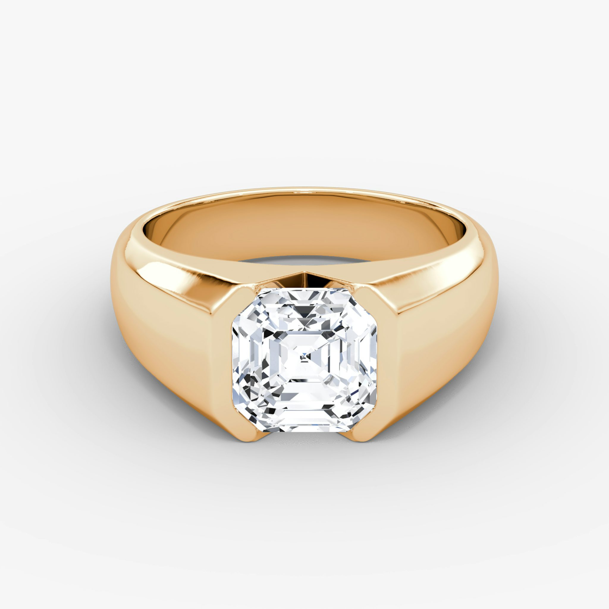 The Statement Signet | Asscher | 14k | Rose Gold | bandAccent: Plain | diamondOrientation: vertical | caratWeight: other