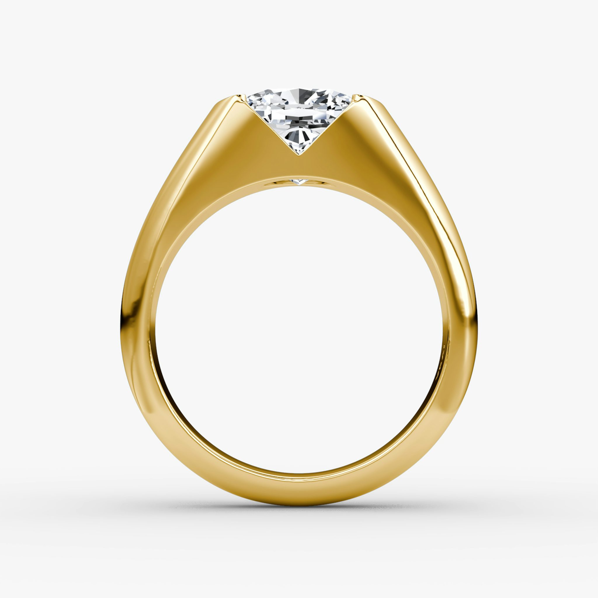 The Statement Signet | Cushion | 18k | Yellow Gold | bandAccent: Plain | diamondOrientation: vertical | caratWeight: other