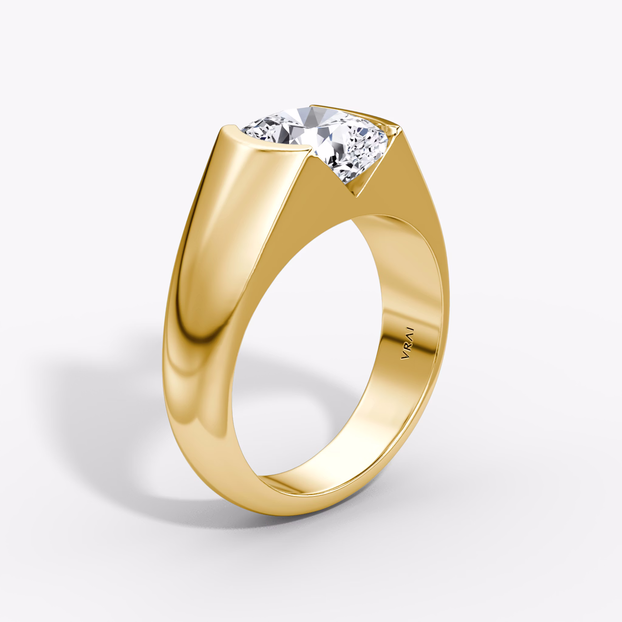 The Statement Signet | Cushion | 18k | Yellow Gold | bandAccent: Plain | diamondOrientation: vertical | caratWeight: other
