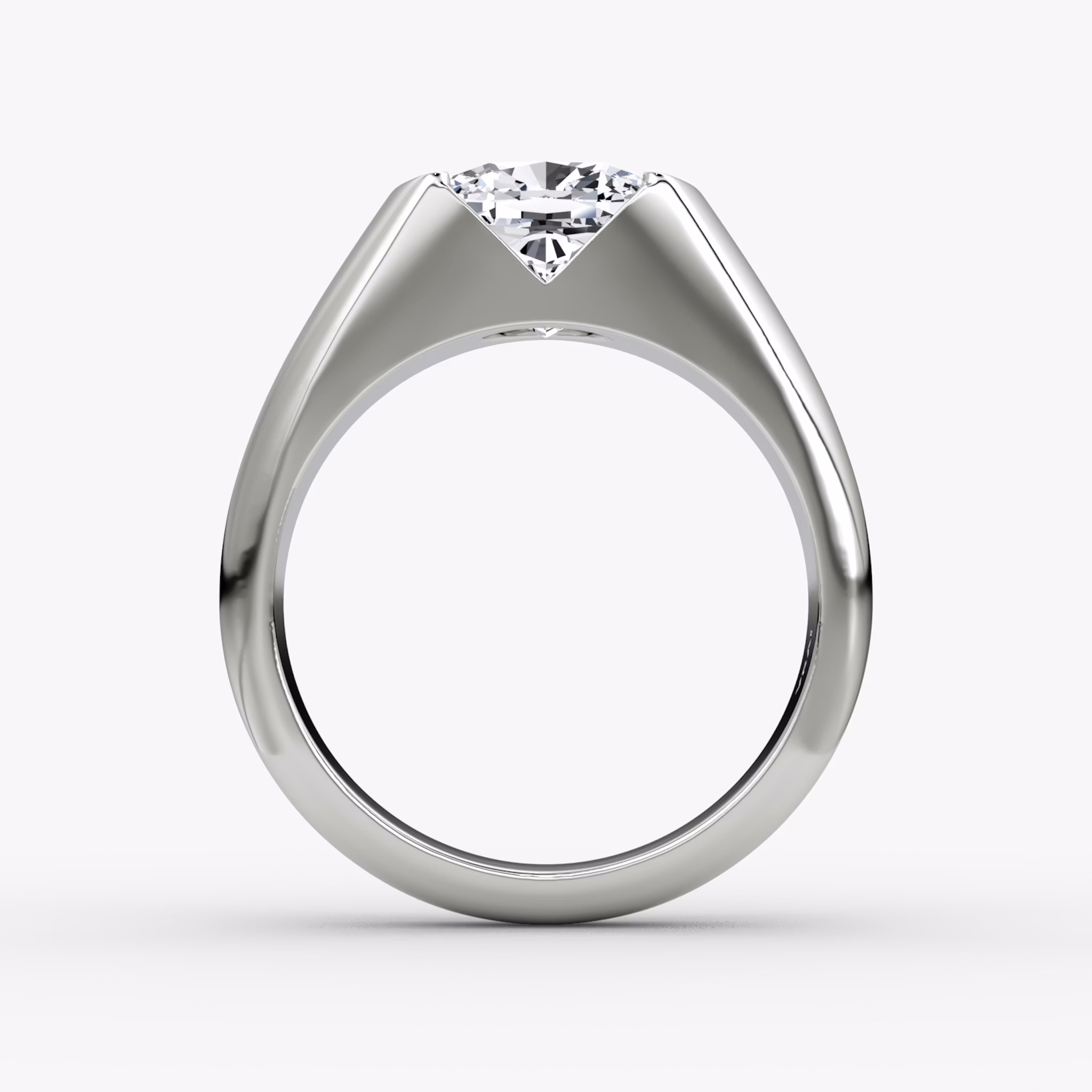 The Statement Signet | Cushion | Platinum | bandAccent: Plain | diamondOrientation: vertical | caratWeight: other