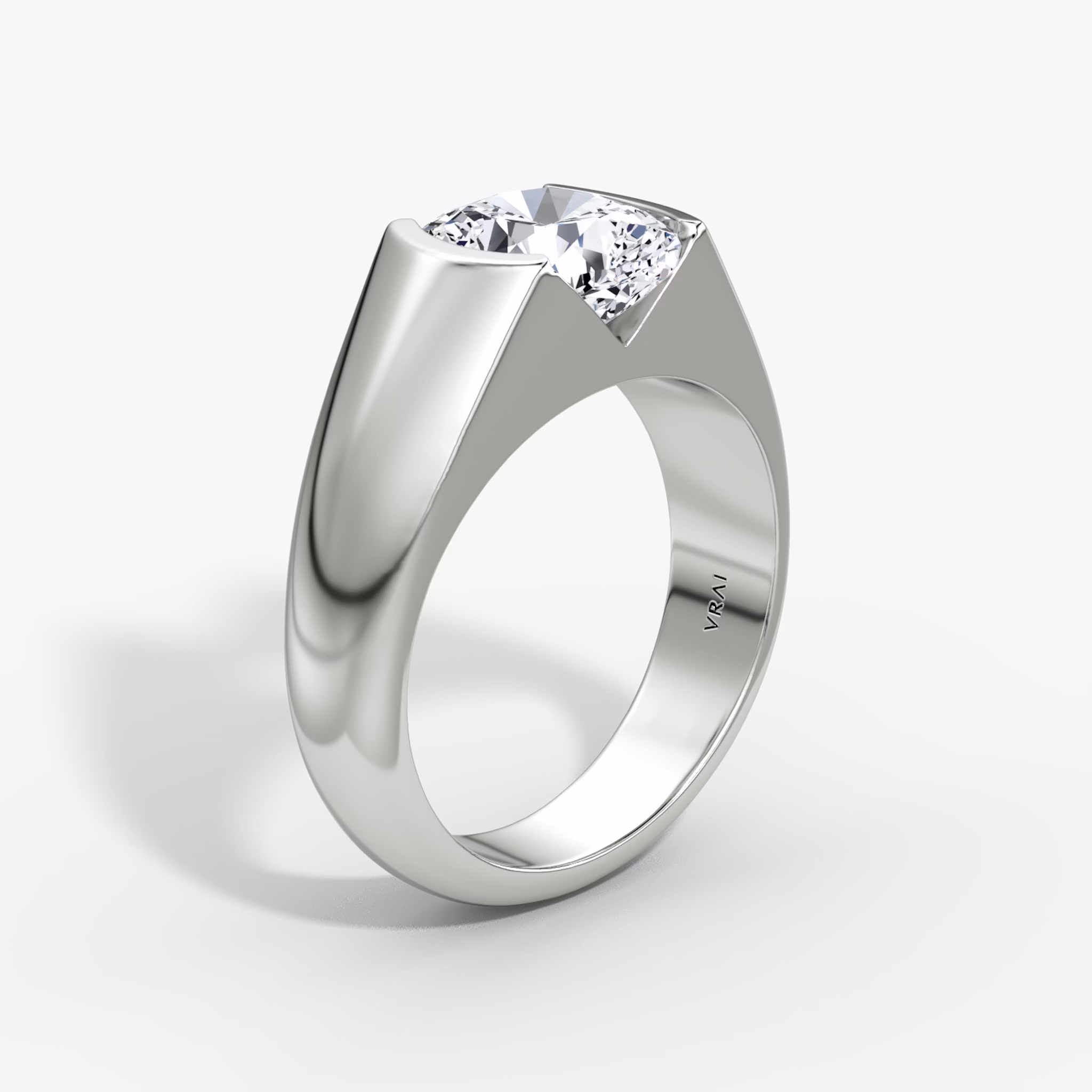 The Statement Signet | Cushion | Platinum | bandAccent: Plain | diamondOrientation: vertical | caratWeight: other