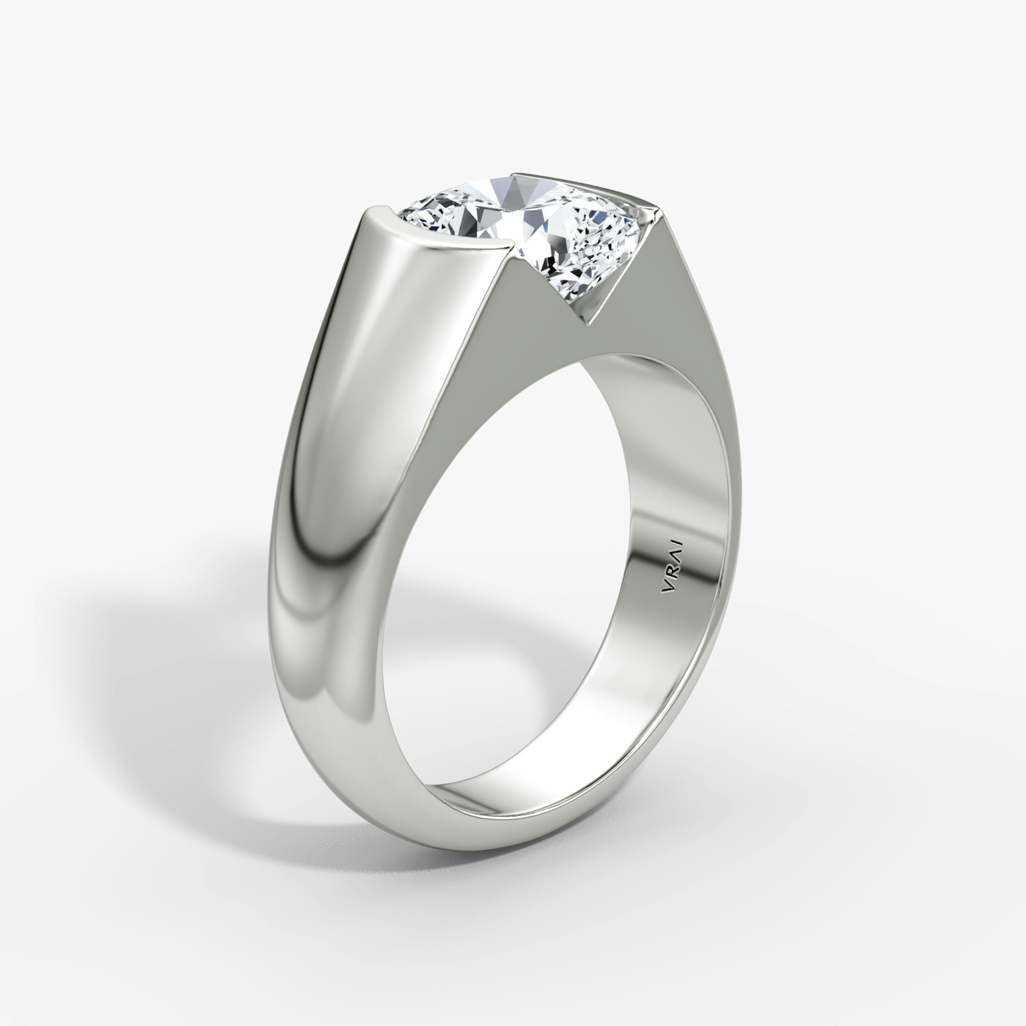 The Statement Signet | Cushion | Platinum | bandAccent: Plain | diamondOrientation: vertical | caratWeight: other