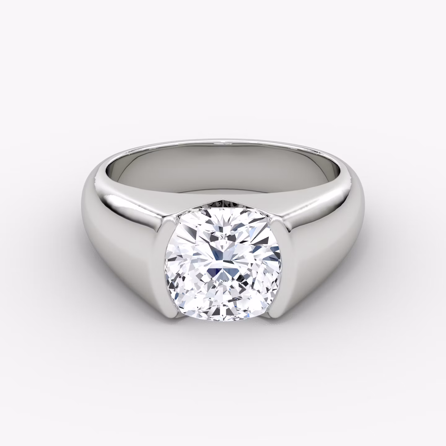 The Statement Signet | Cushion | Platinum | bandAccent: Plain | diamondOrientation: vertical | caratWeight: other